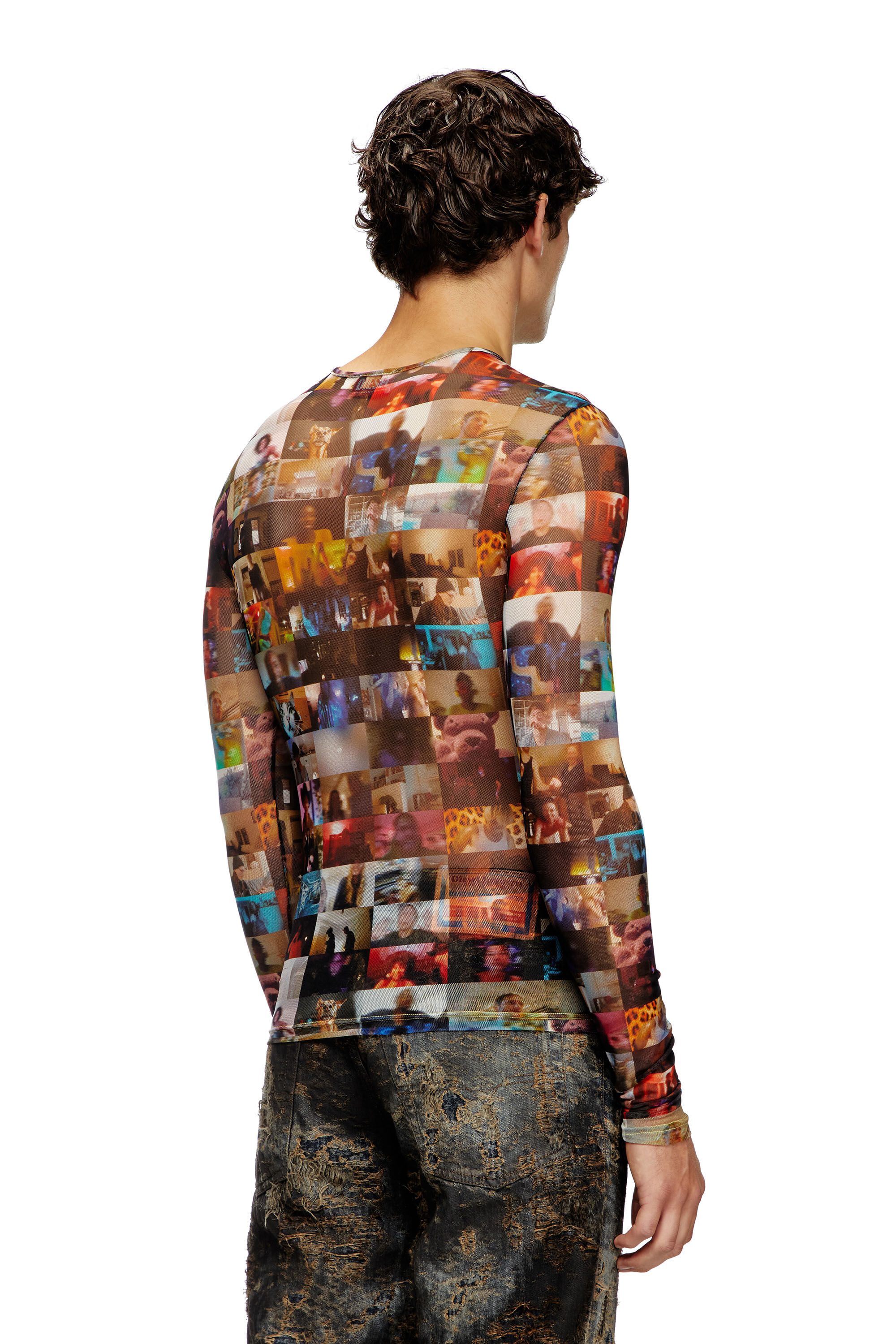 Diesel - T-LIXY, Top de tul elástico con estampado Livestream Hombre in Multicolor - 5