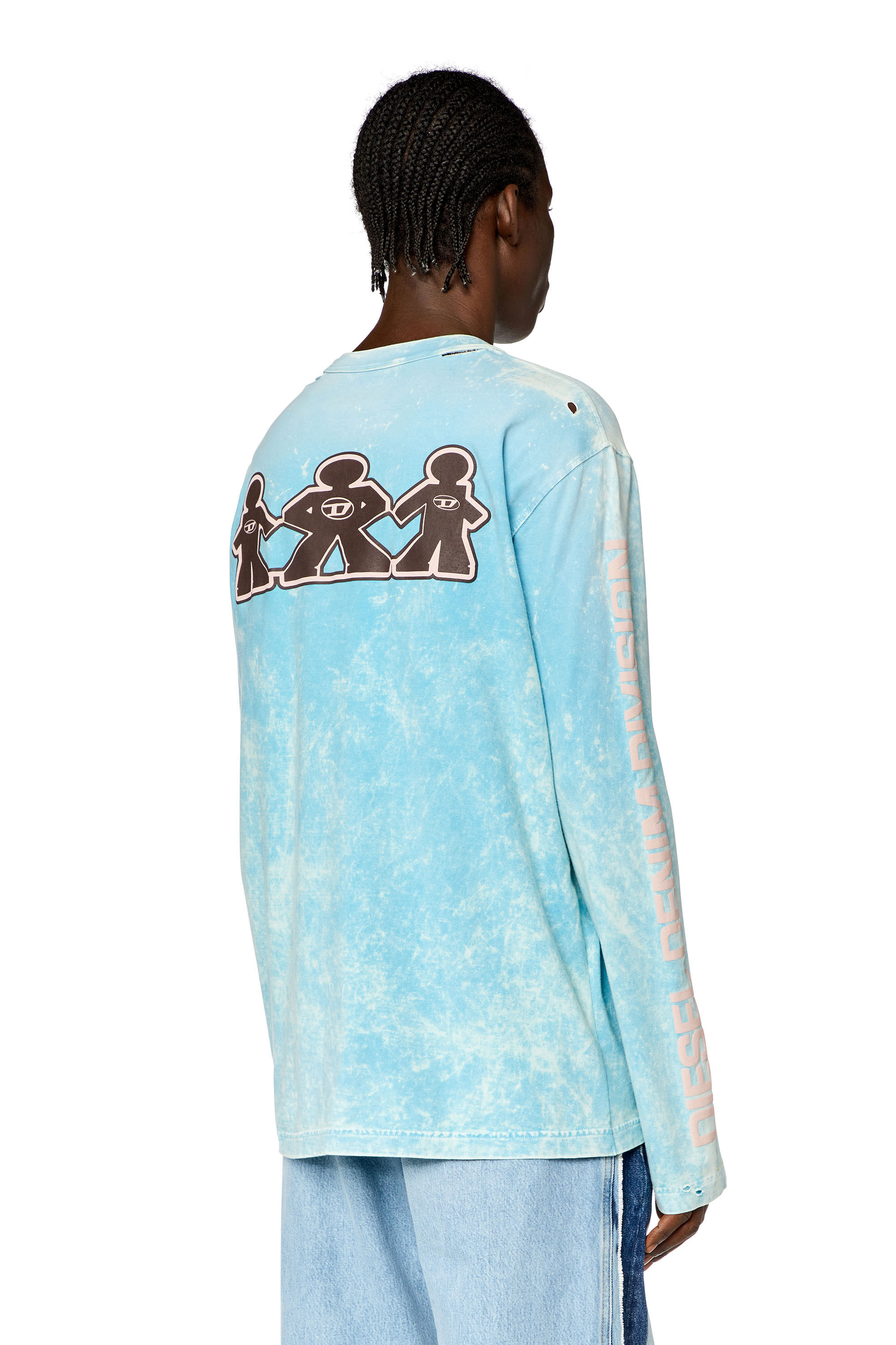 Men's Acid-wash long-sleeve T-shirt | Blue | Diesel Men's Acid-wash long-sleeve T-shirt | Blue | Diesel