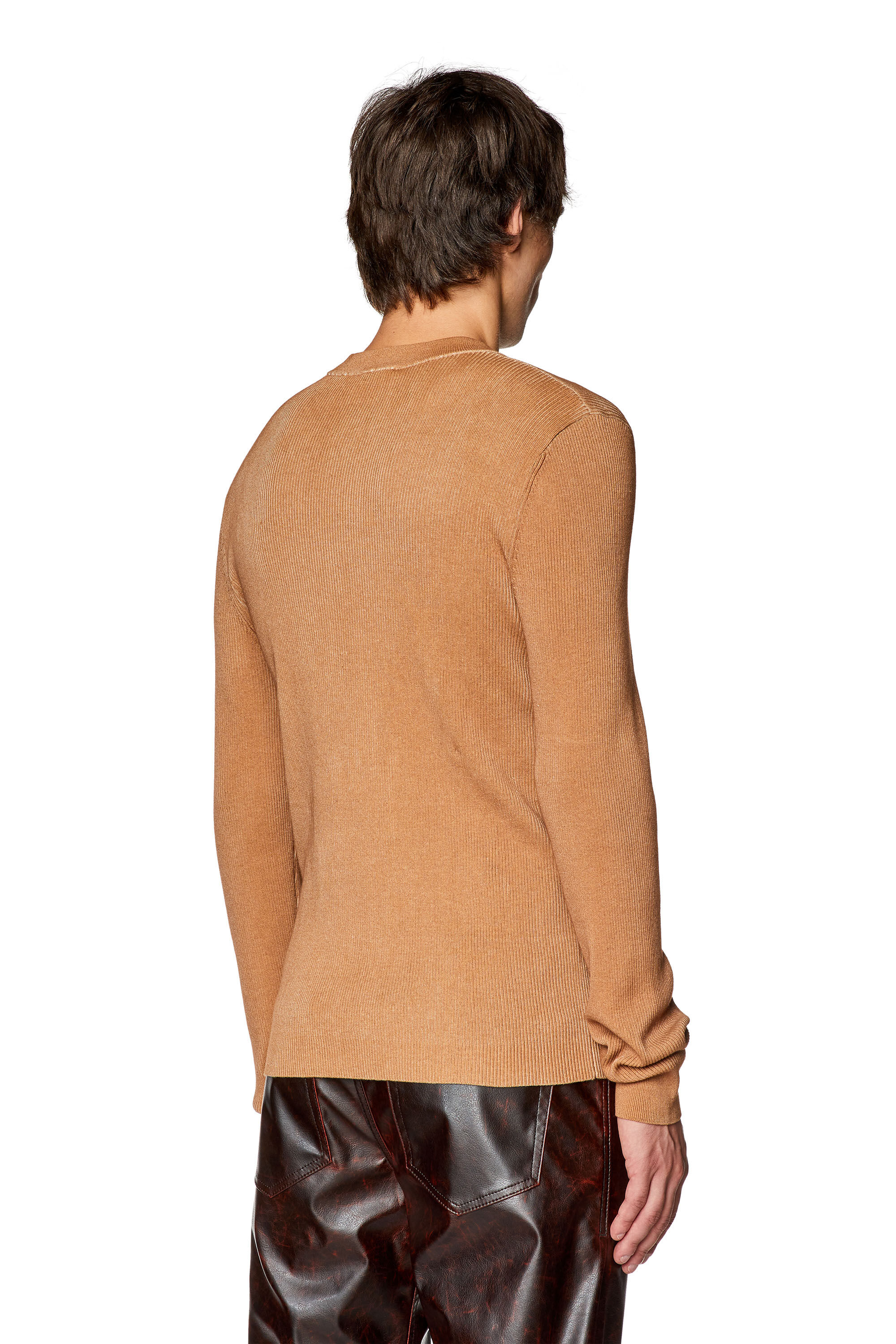 Men's Knit top with jacron patch print | Brown | Diesel