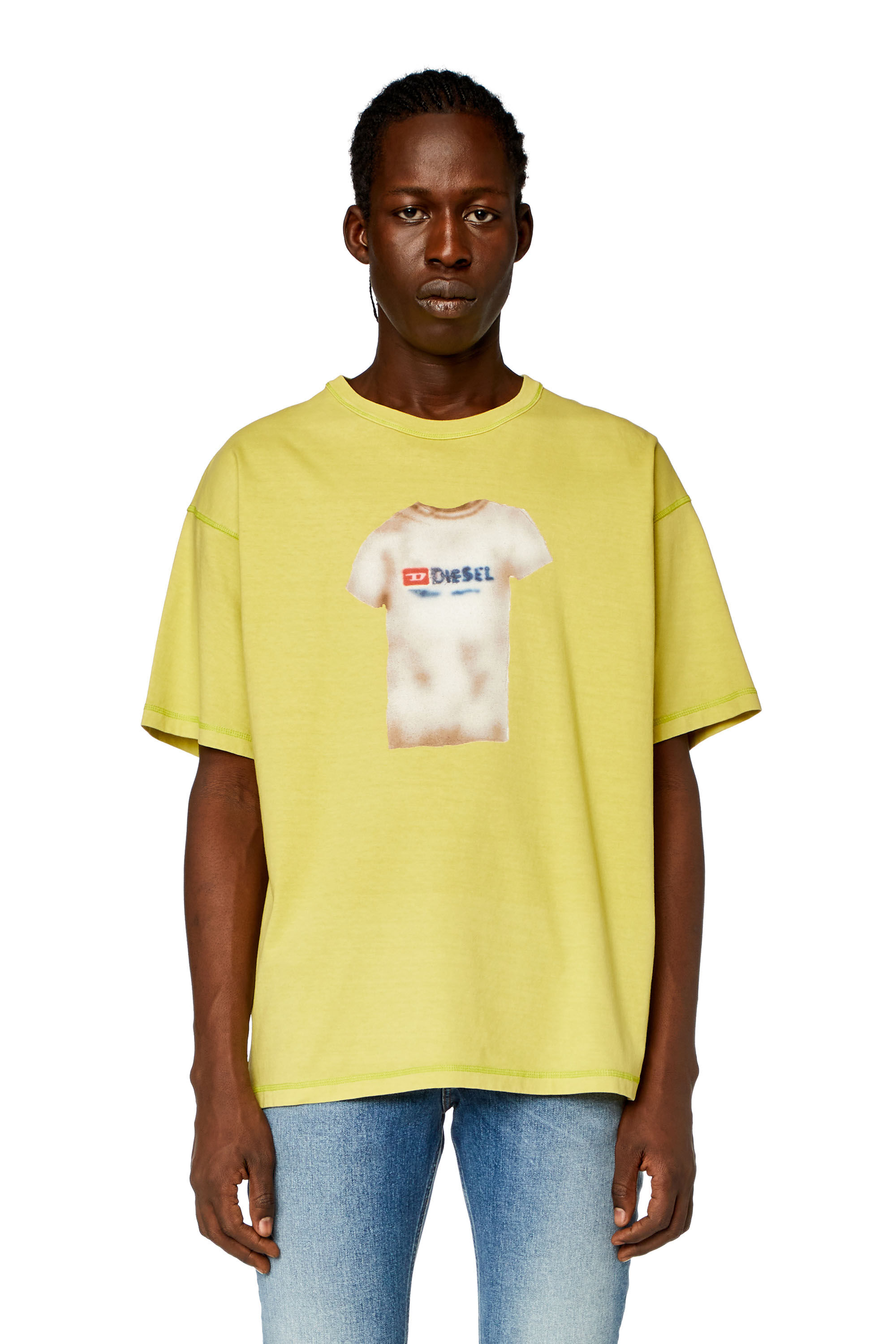 Diesel - T-BOXT-N12, Camiseta con estampado de aerografía Hombre in Amarillo - 2