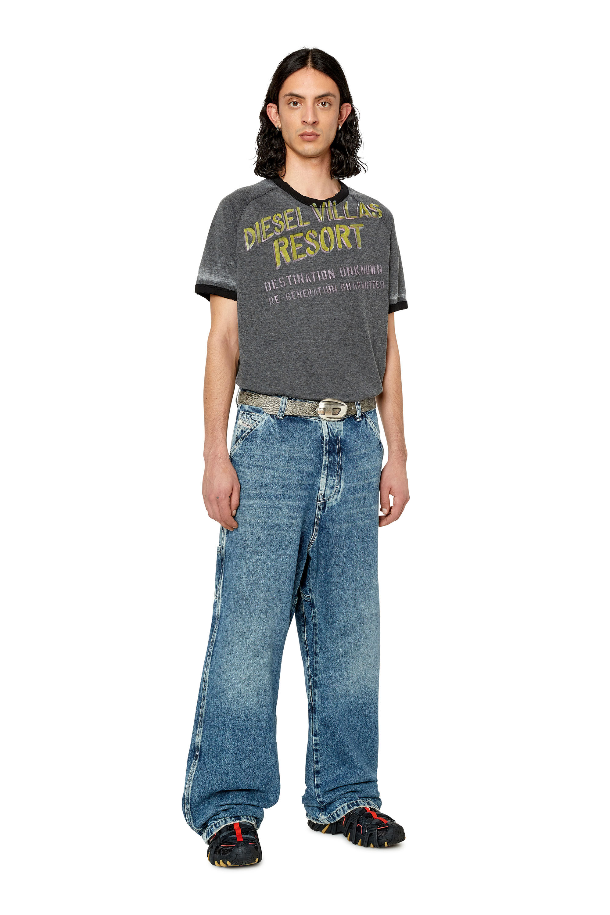 Diesel - T-DIELAN, Camiseta con estampado en hecho a mano Hombre in Gris - 1