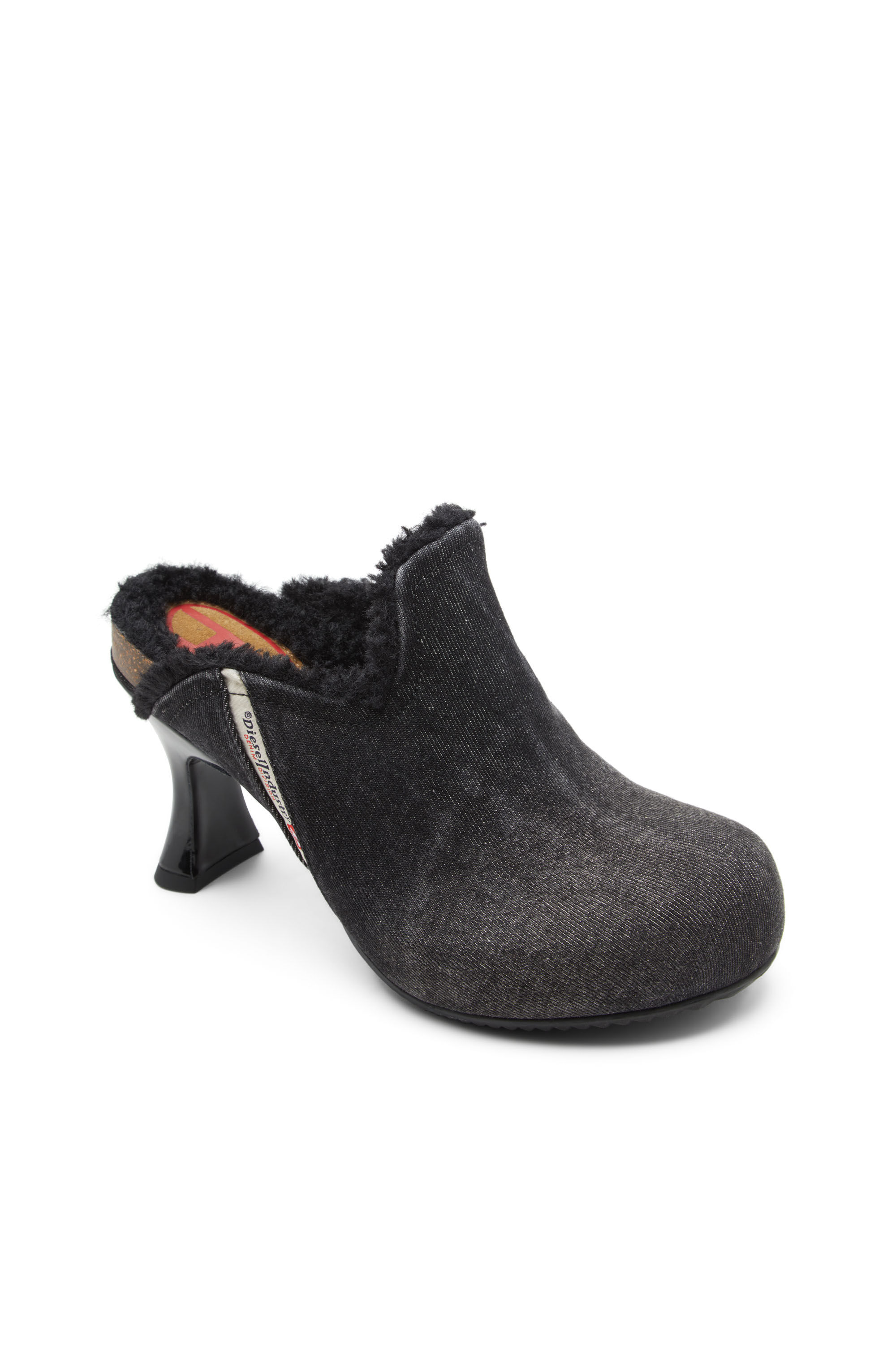 Women's D-Woodstock-Plush-lined denim mules | Black | Diesel
