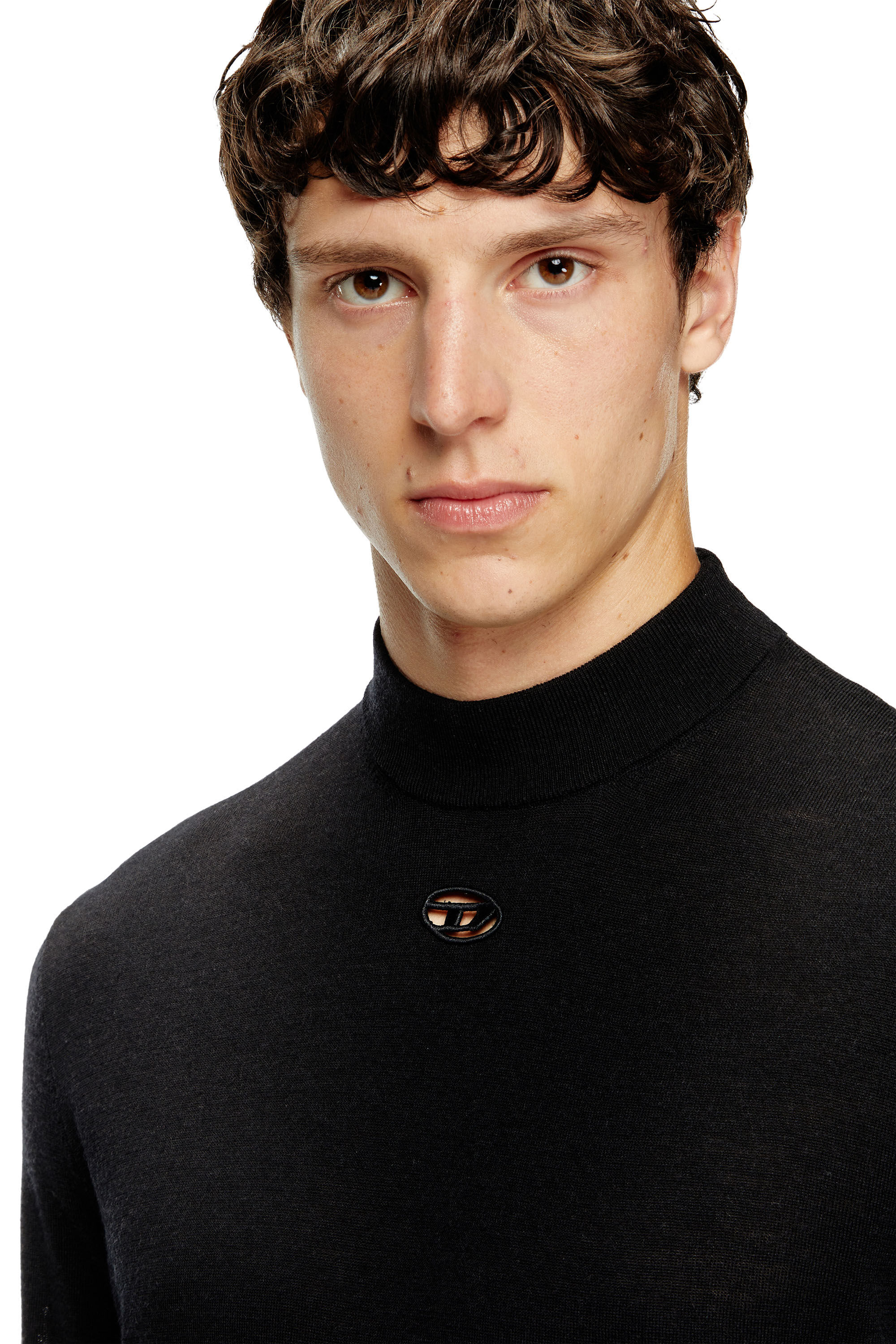 Diesel - K-GIL, Jersey con cuello alto de lana Hombre in Negro - 5