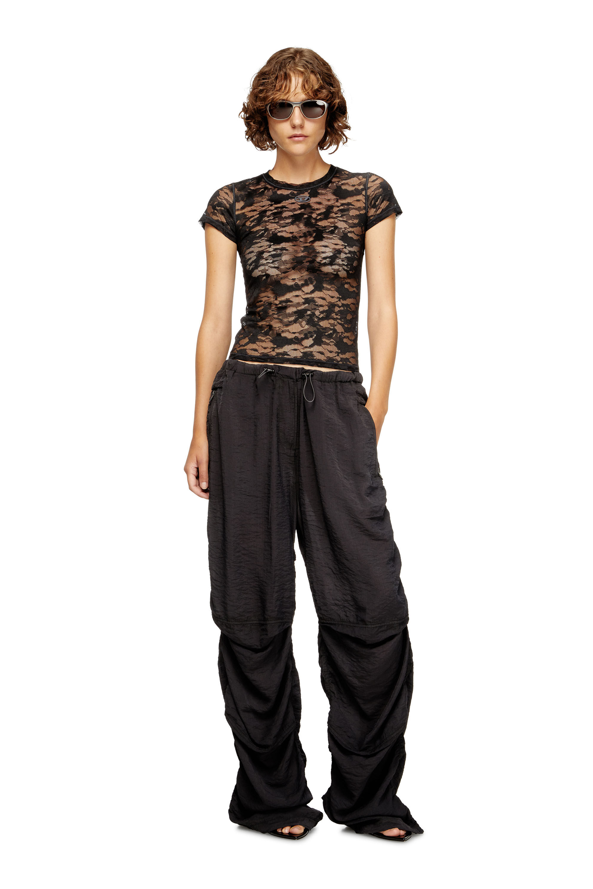 Tシャツ・カットソー Diesel Kasia-Utlt Lace T-Shirt Women's Camo lace T-shirt | Black | Diesel