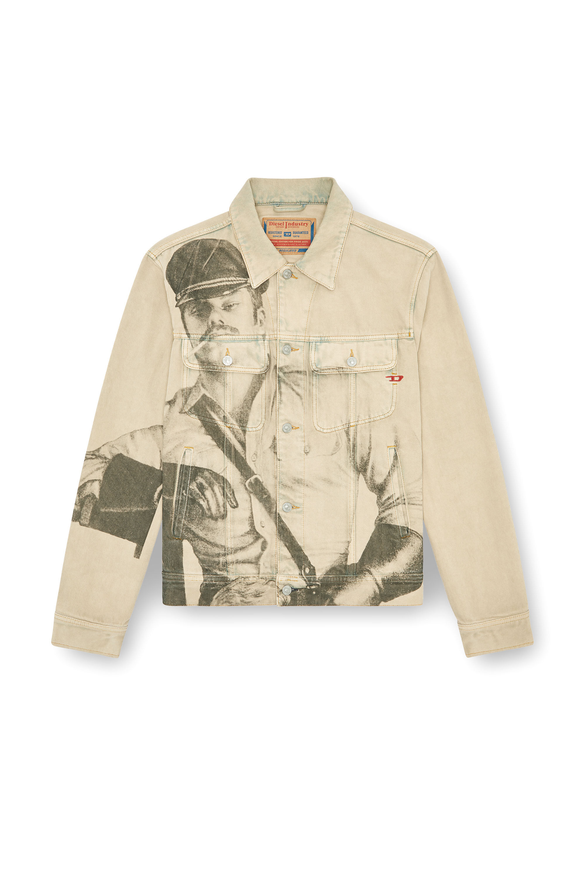 Diesel - PR-D-BARCY-TOF2, Chaqueta trucker con estampado digital Unisex in Beige - 2