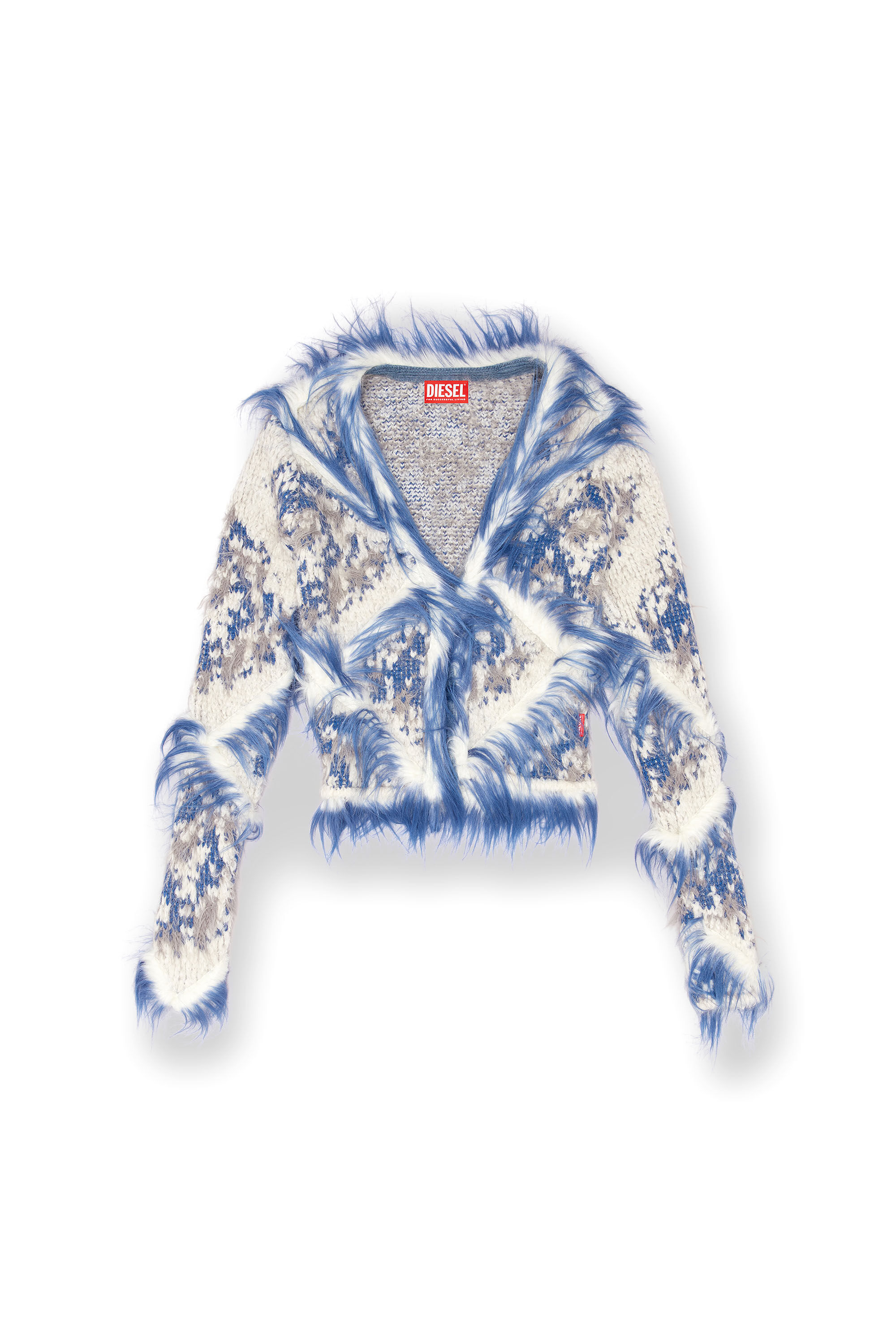 新発売 fuzzy with cardigan argyle Cropped Women's trims Diesel | Blue | トップス