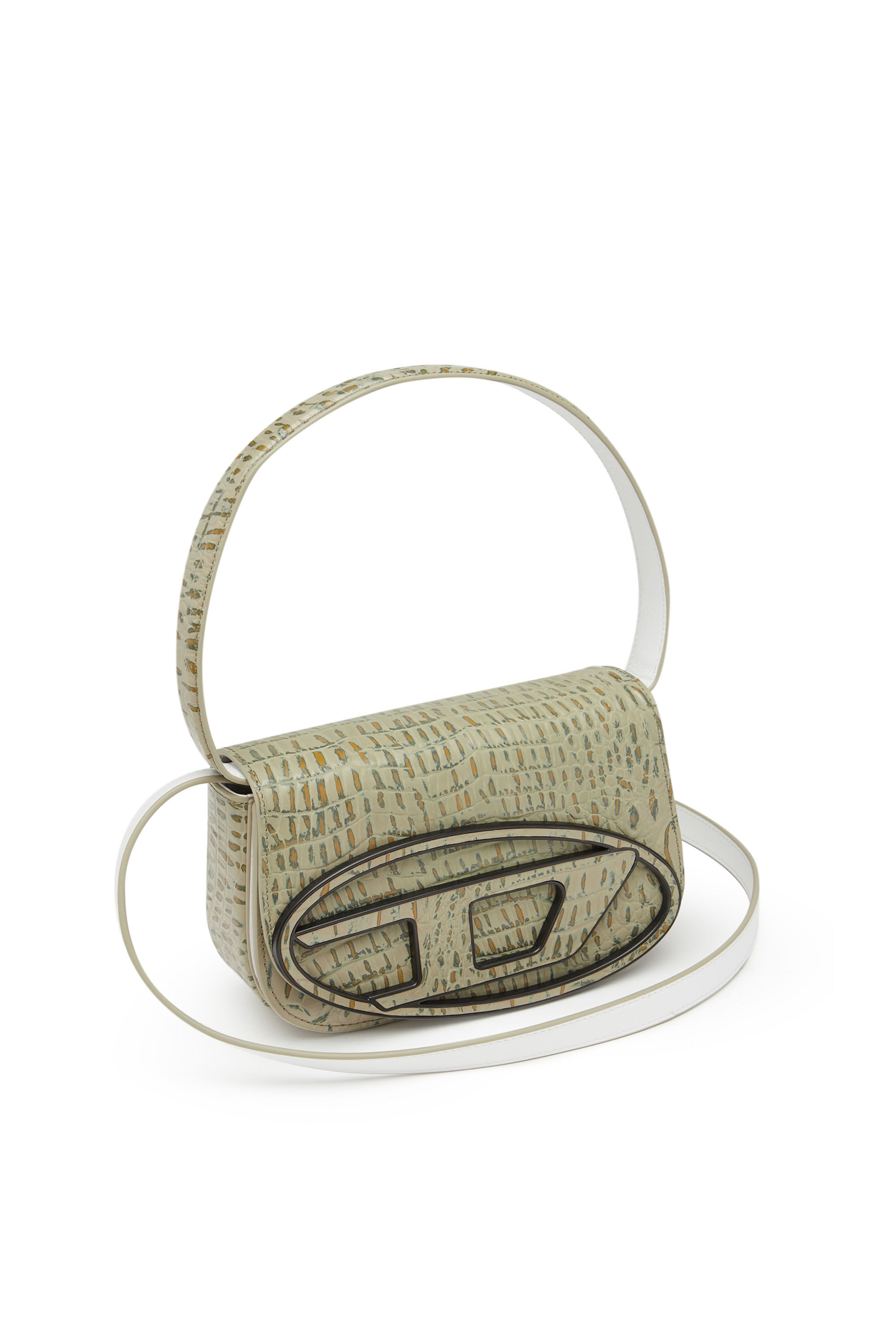 ★DIESEL★ 1DR XS Tote Bag Natural X08709P2197HA604 X08709P2 1DR Woman: Croc-print shoulder bag with oval D logo | Diesel
