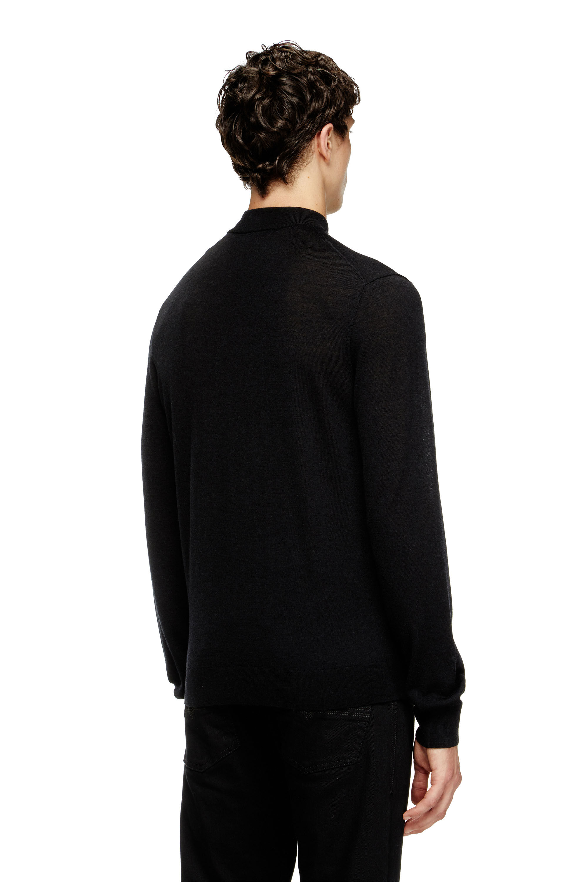 Diesel - K-GIL, Jersey con cuello alto de lana Hombre in Negro - 4