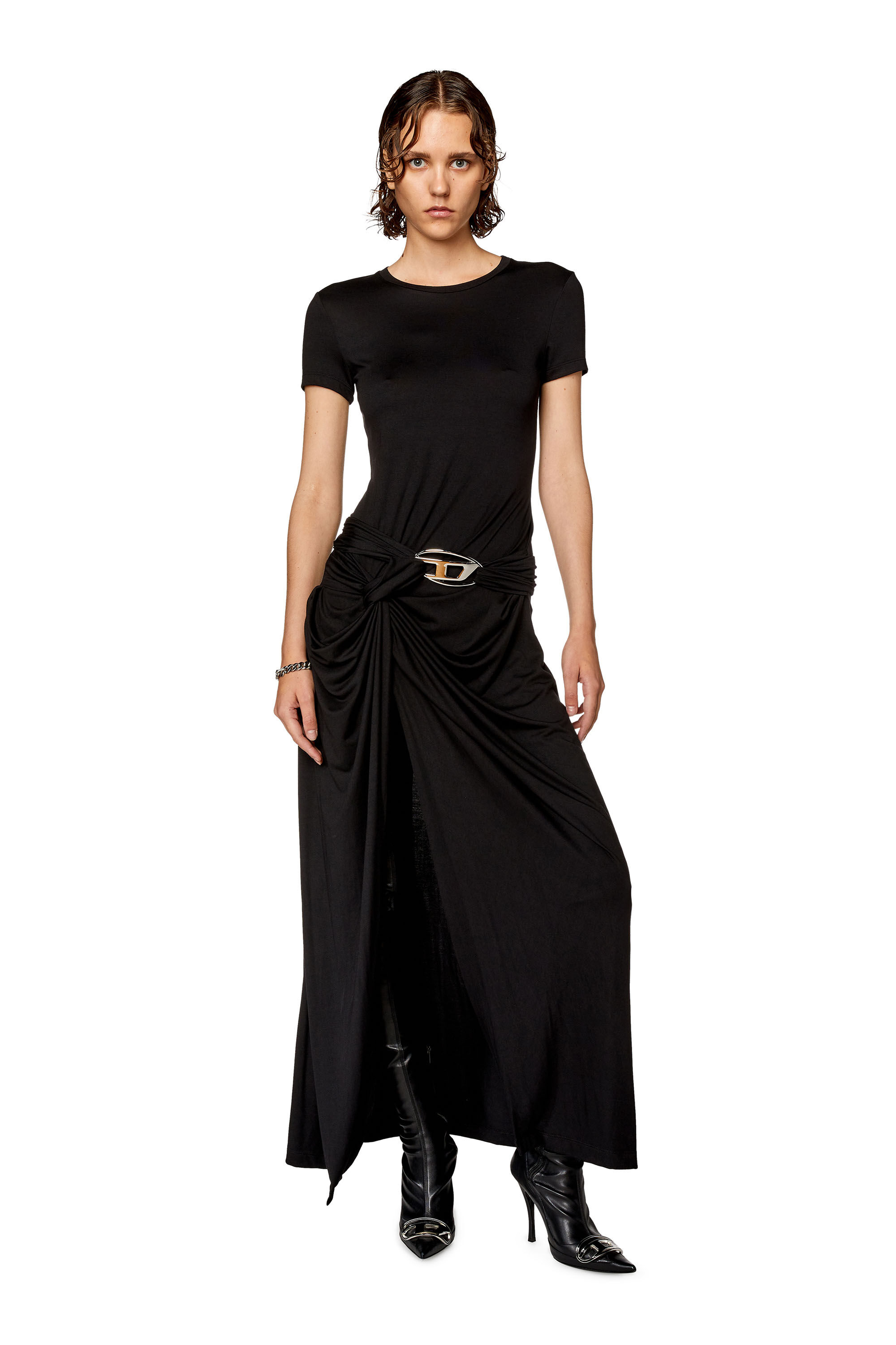 Women s T shirt dress in stretch modal Black Diesel