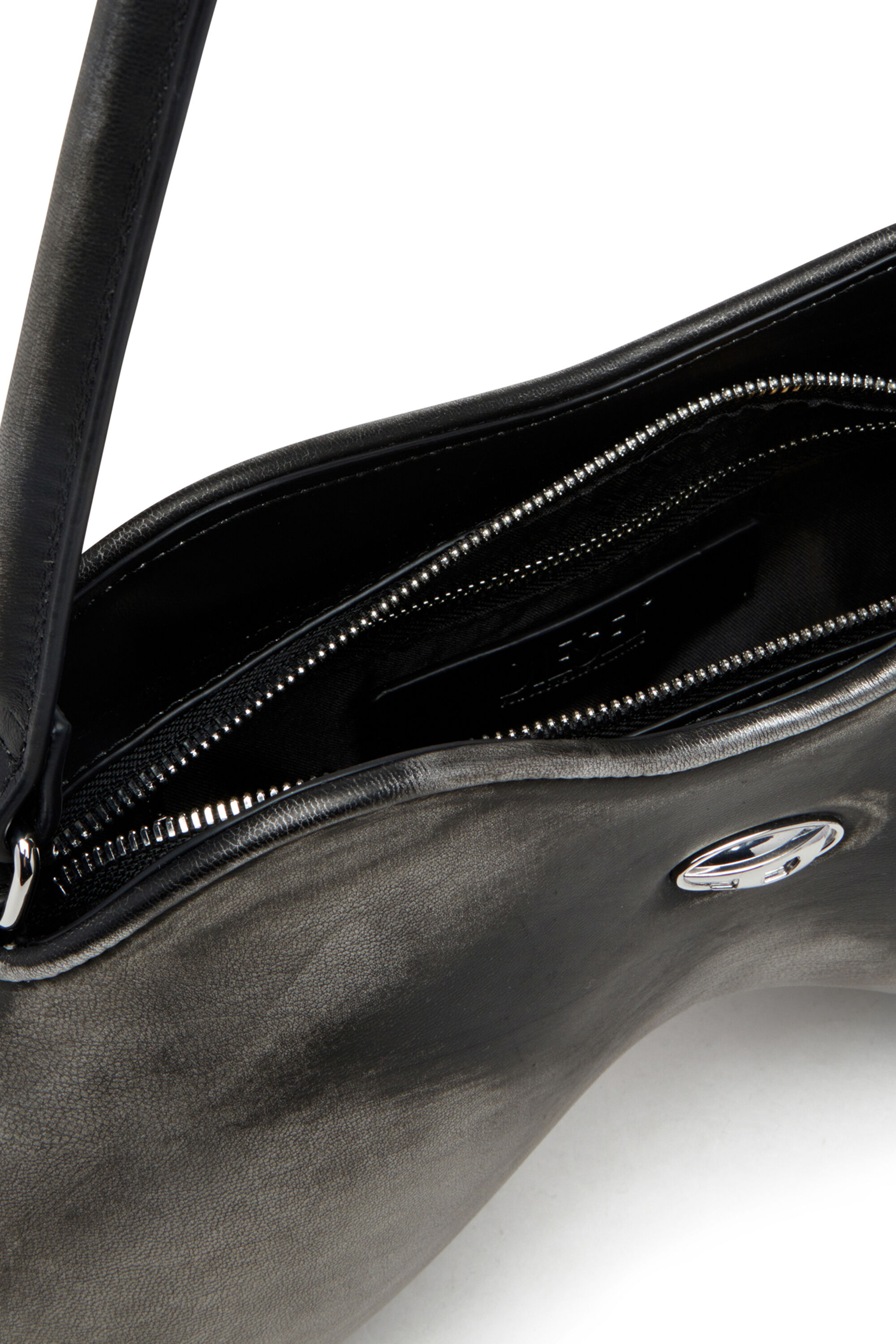 Diesel - DOUBLE-D SHOULDER, Double-D-Bolso de hombro rígido en PU cepillado Mujer in Negro - 8