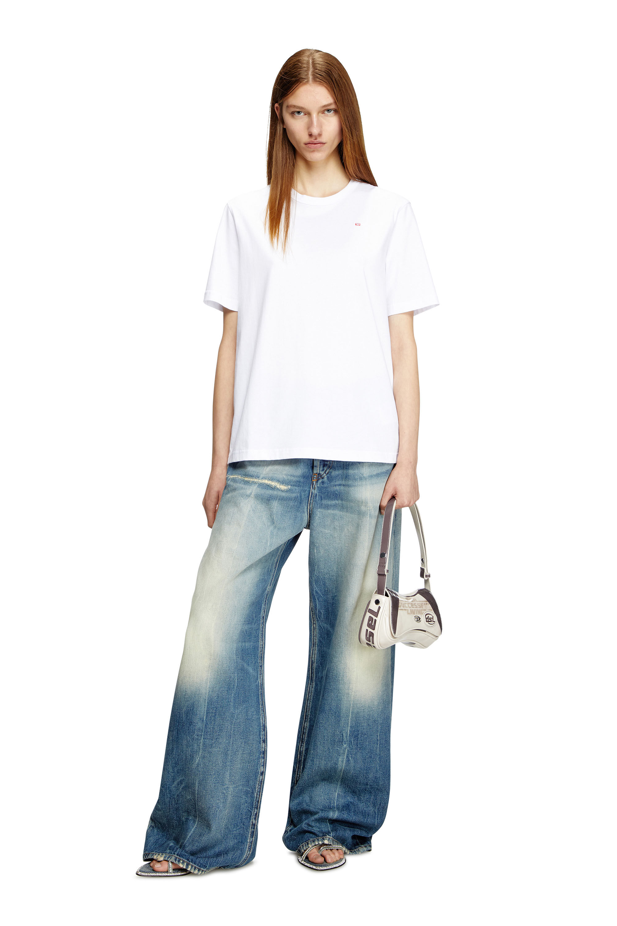 Diesel - T-ADJUST-MICRODIV, Camiseta con logotipo pequeño bordado Unisex in Blanco - 6