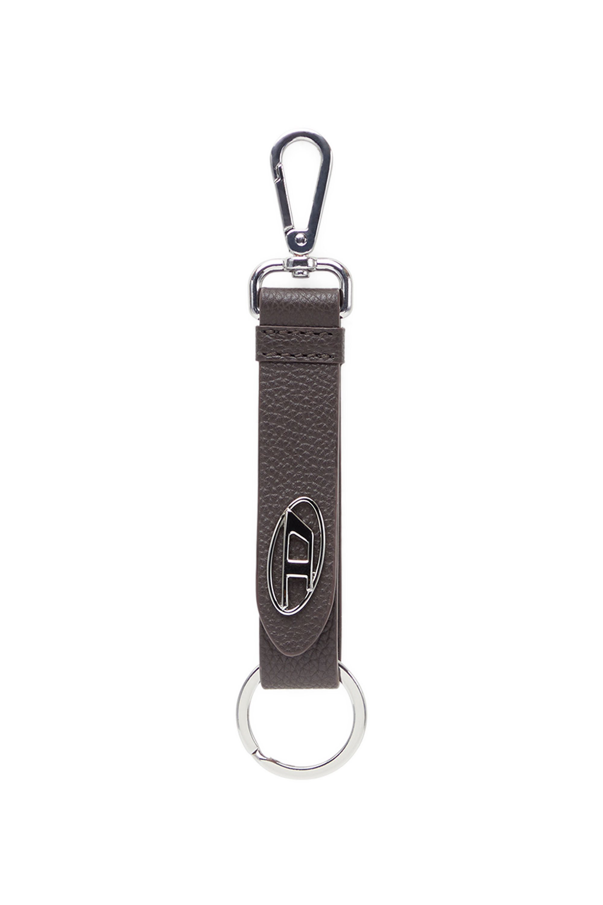 Diesel - KEY RING, Man's Keyring in textured leather in Brown - 1