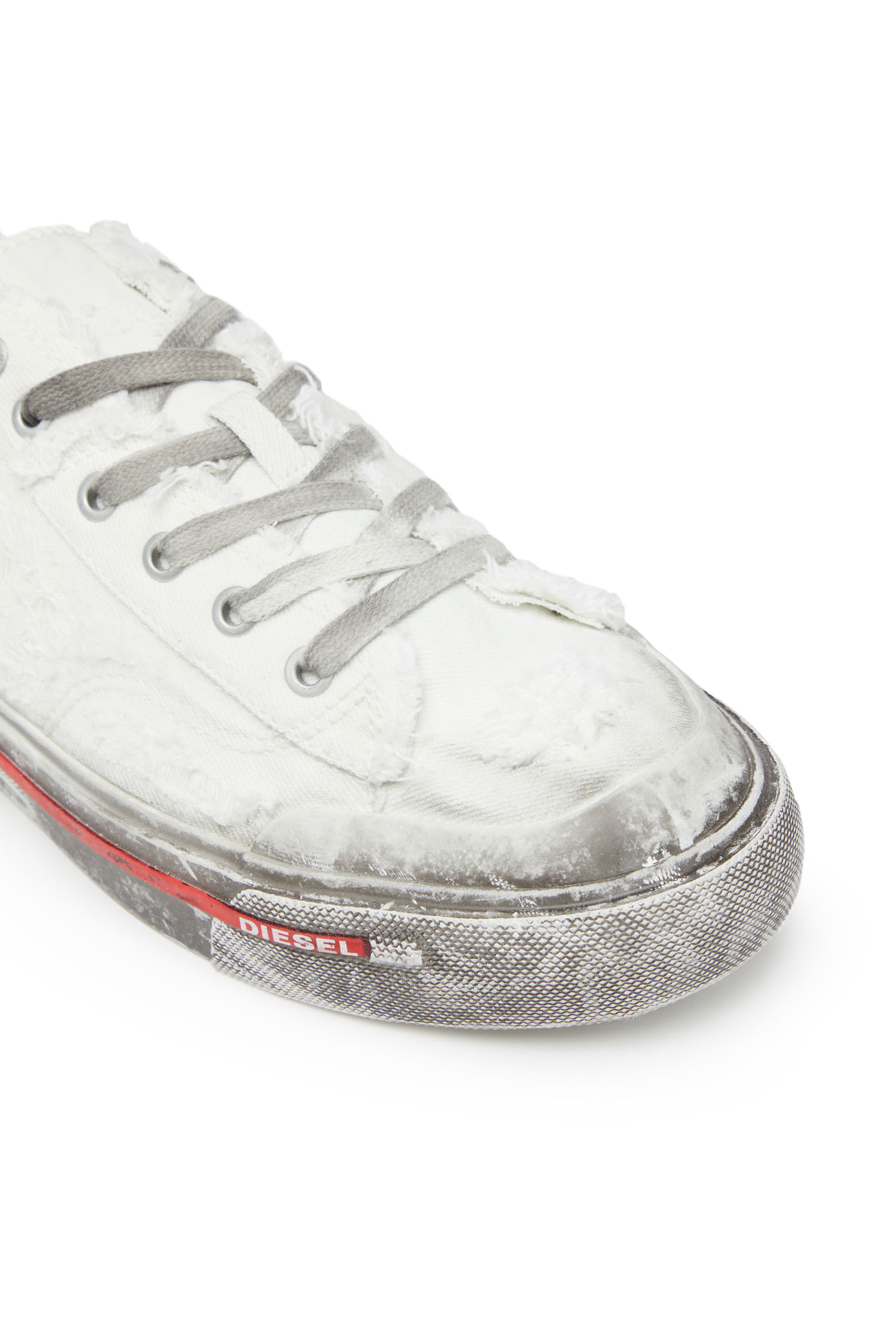 Men's S-Athos Low - Low-top sneakers in frayed denim | White | Diesel