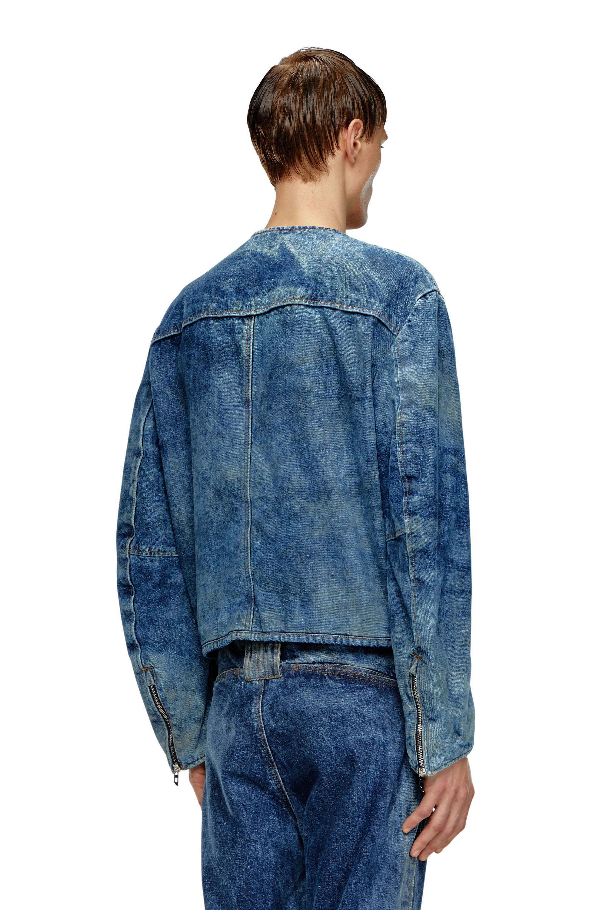 Men's Denim jacket with biker zip details | Blue | Diesel