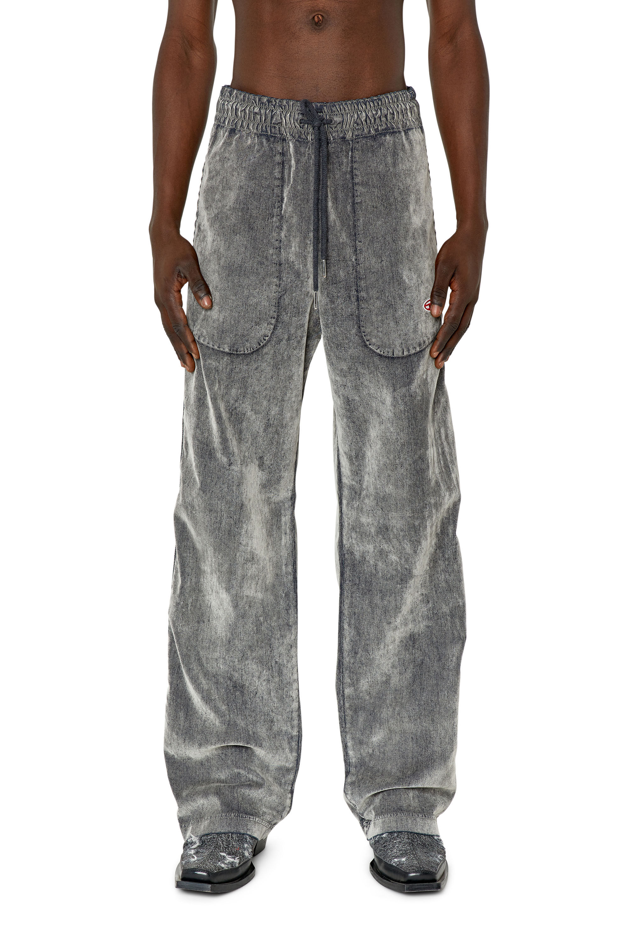 Diesel - D-Martians Track Denim 068CF Straight, Gris Claro - Image 3