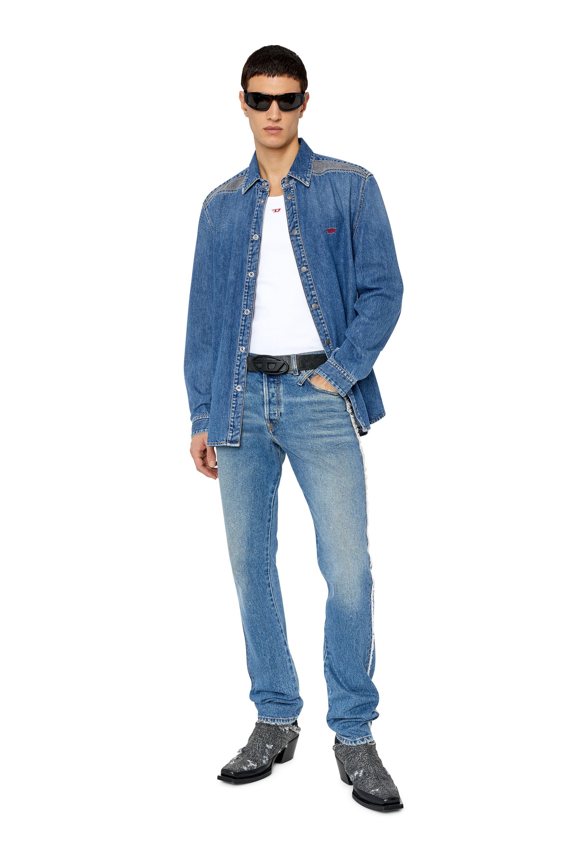 D-SIMPLY-RS Man: Denim shirt with contrast inserts | Diesel