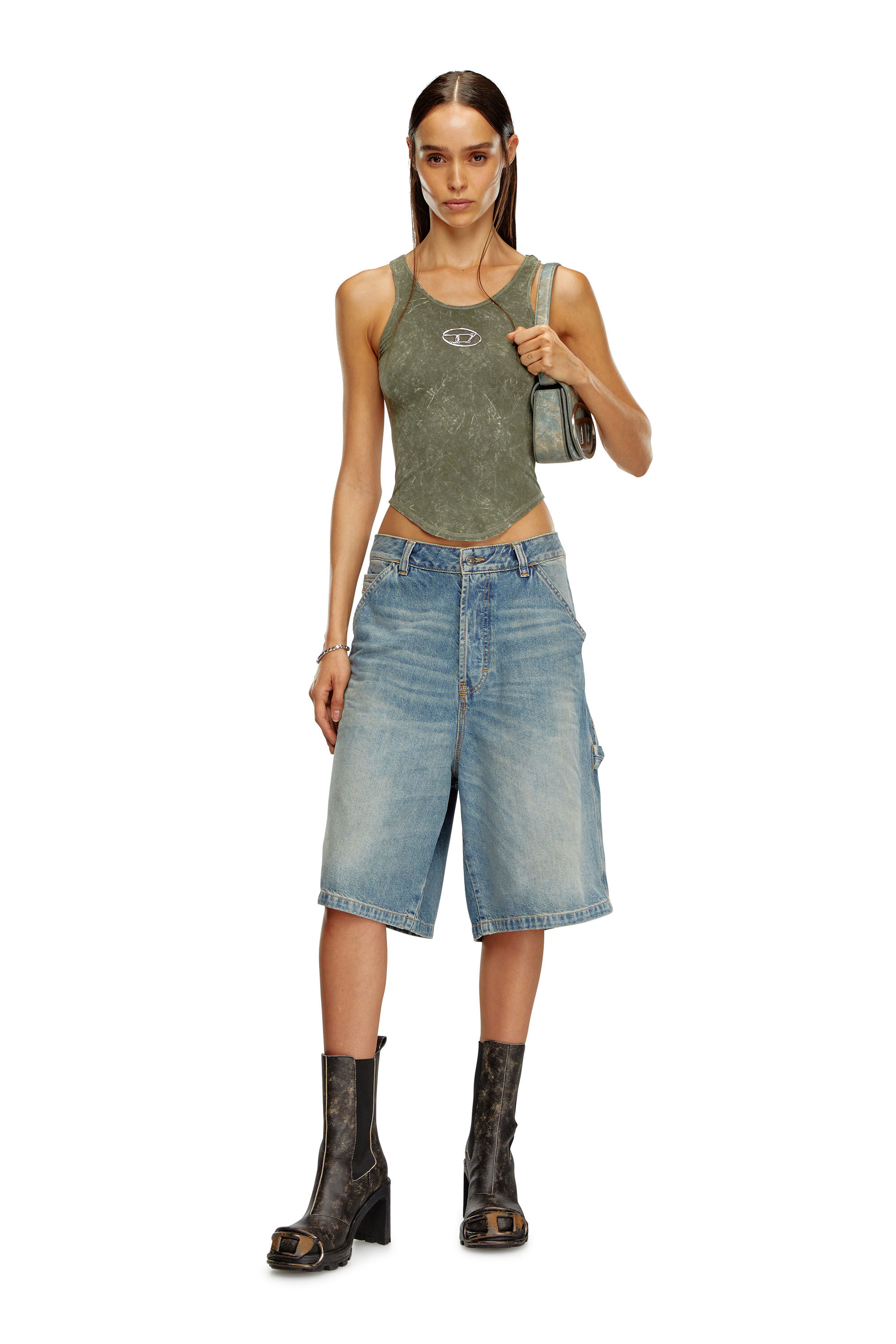 Women's Open-back top with marbled effect | Green | Diesel
