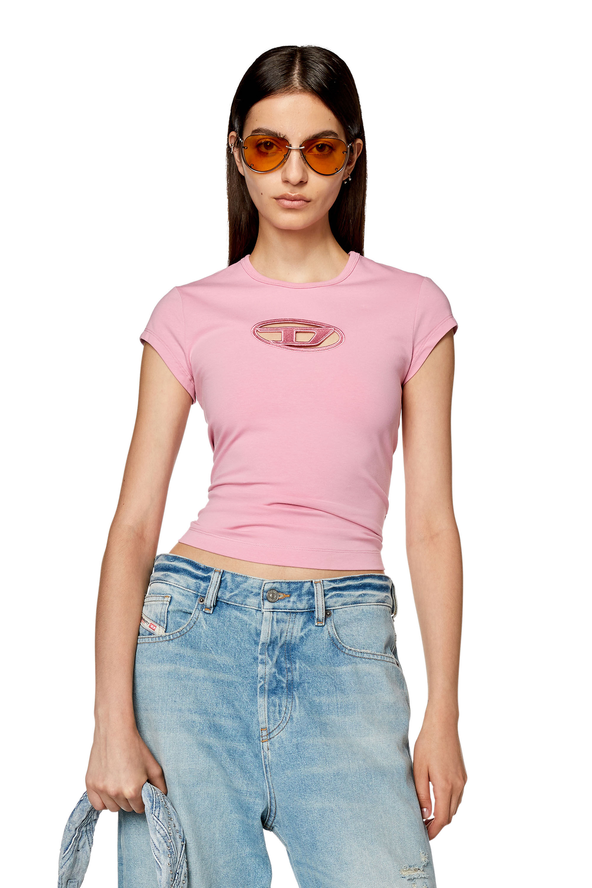 T-ANGIE Woman: Cotton T-shirt with cut-out D logo | Diesel