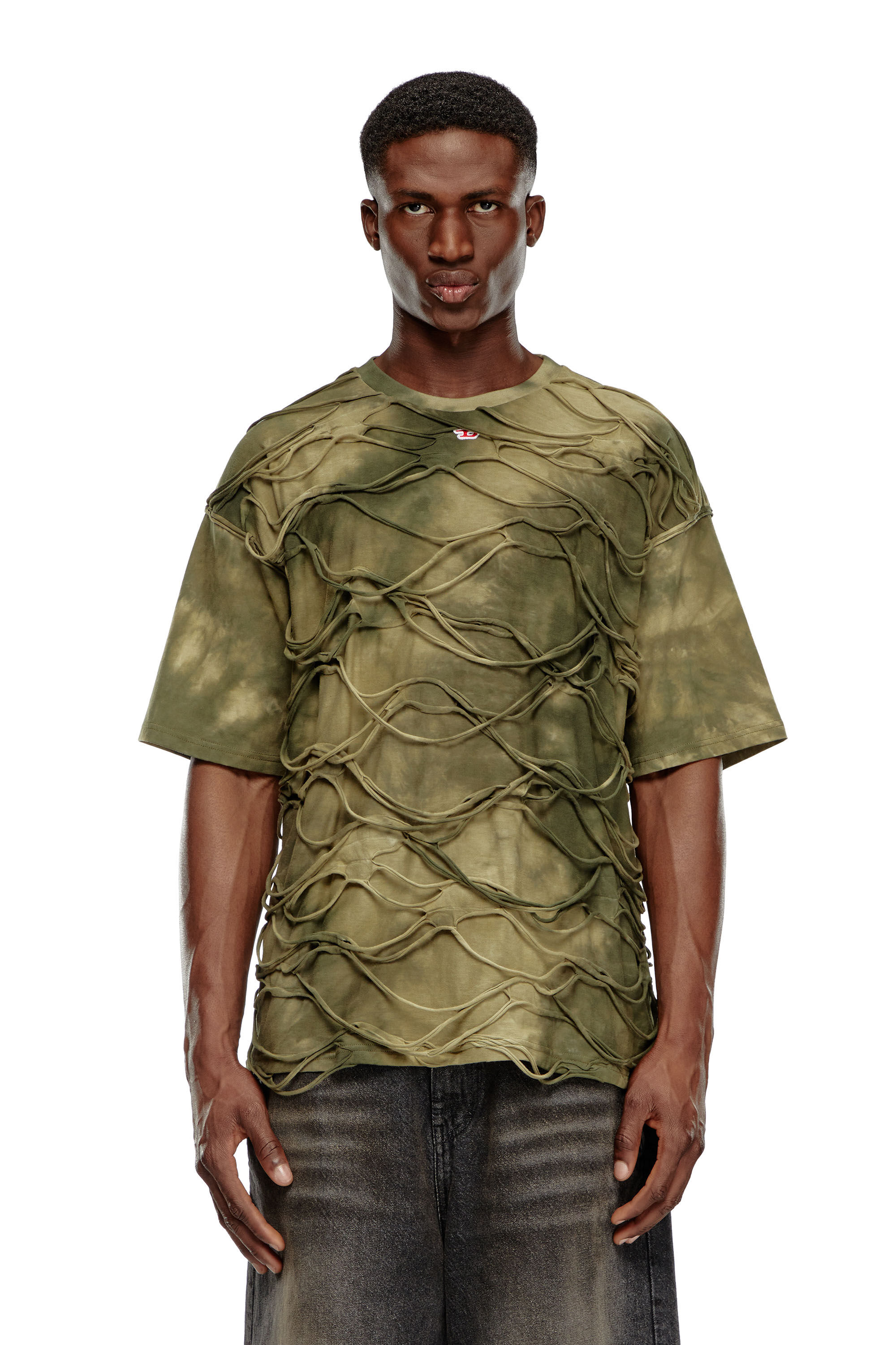 Men's T-shirt with floating strands | Green | Diesel