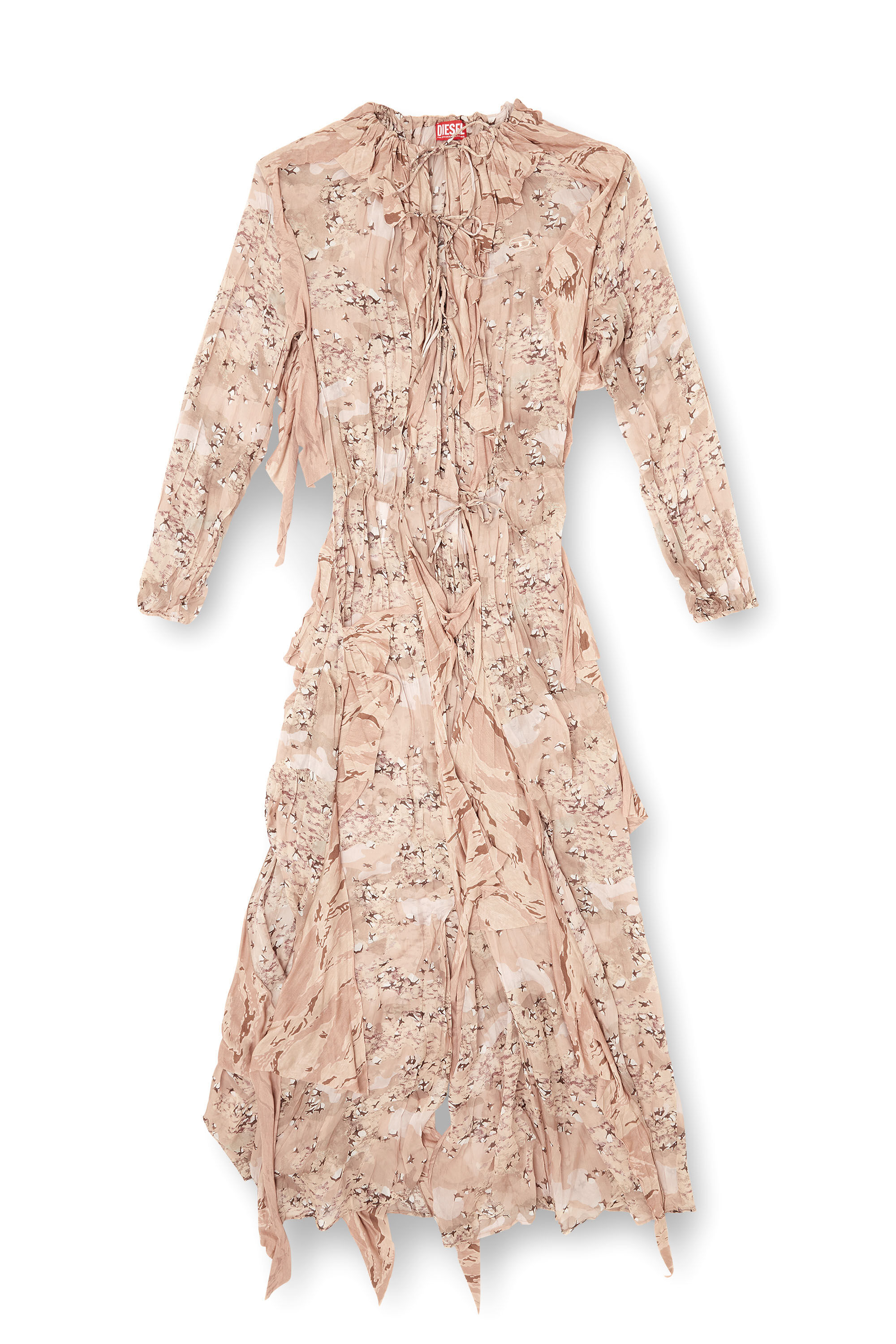 Diesel - D-AZZLING-R1, Maxivestido con volantes de chifón de camuflaje Mujer in ToBeDefined - 2
