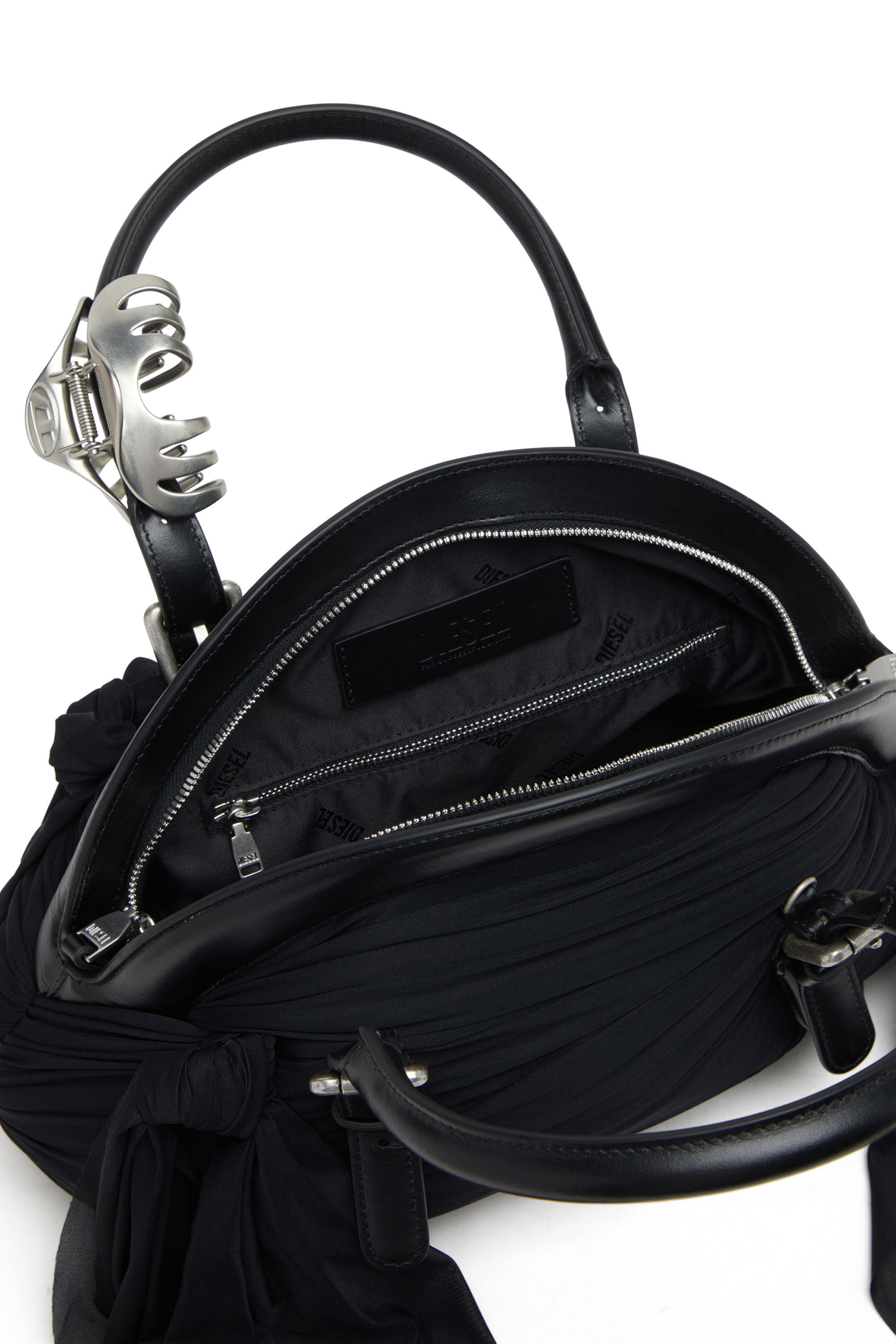 Diesel - TRASH-D TOP HANDLE, Woman's Bandana handbag in jersey and leather in null - 2