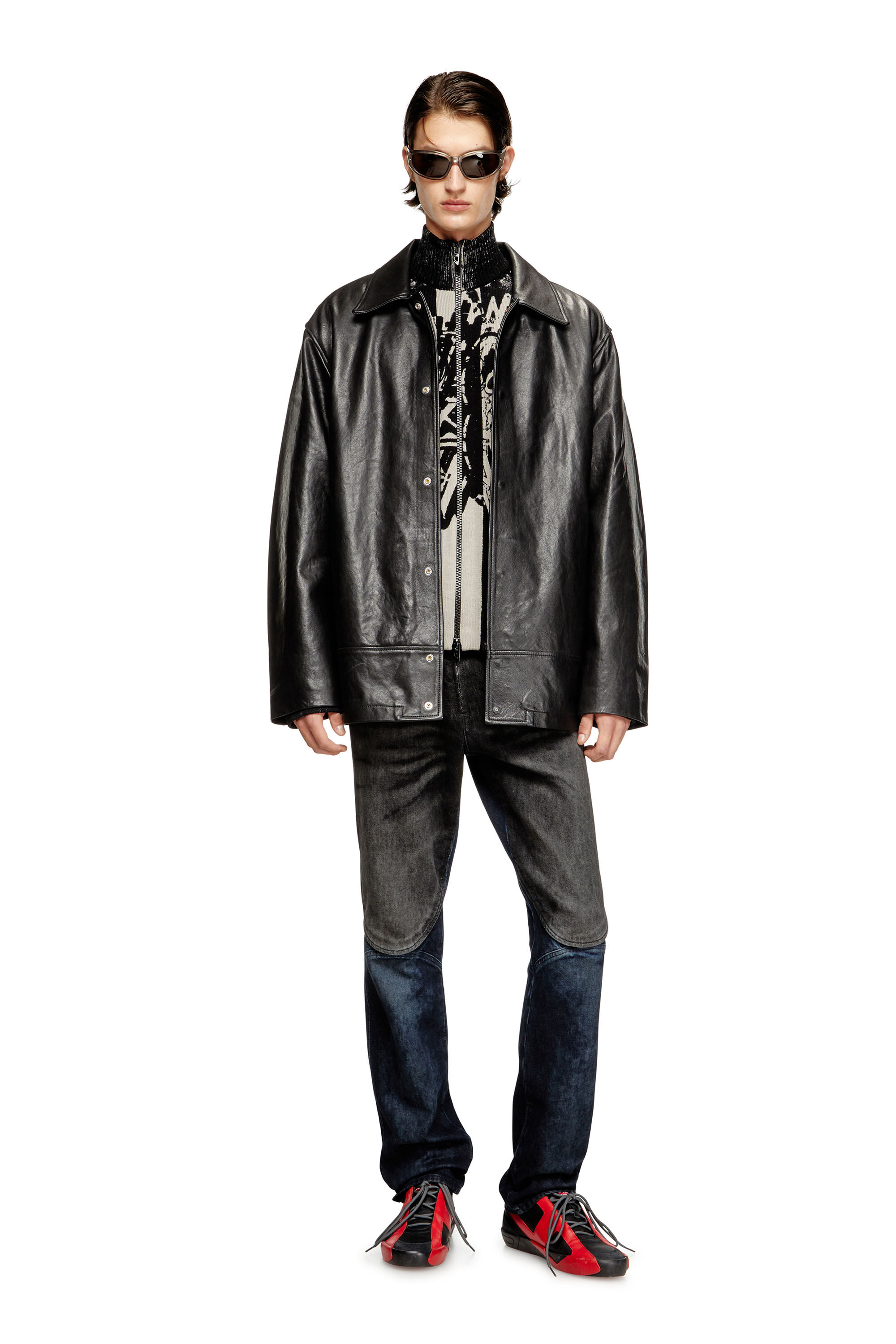 Diesel - L-JESS, Man's Padded leather jacket in Black - 1