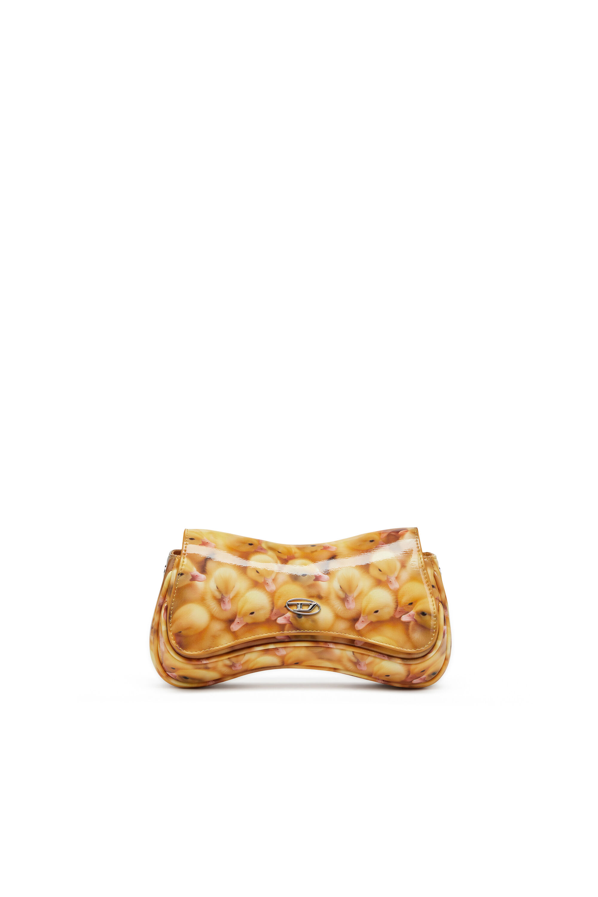 DIESEL☆ Play-Glossy clutch with print オレンジ×ブルー Women's Play-Glossy clutch with print | Multicolor | Diesel