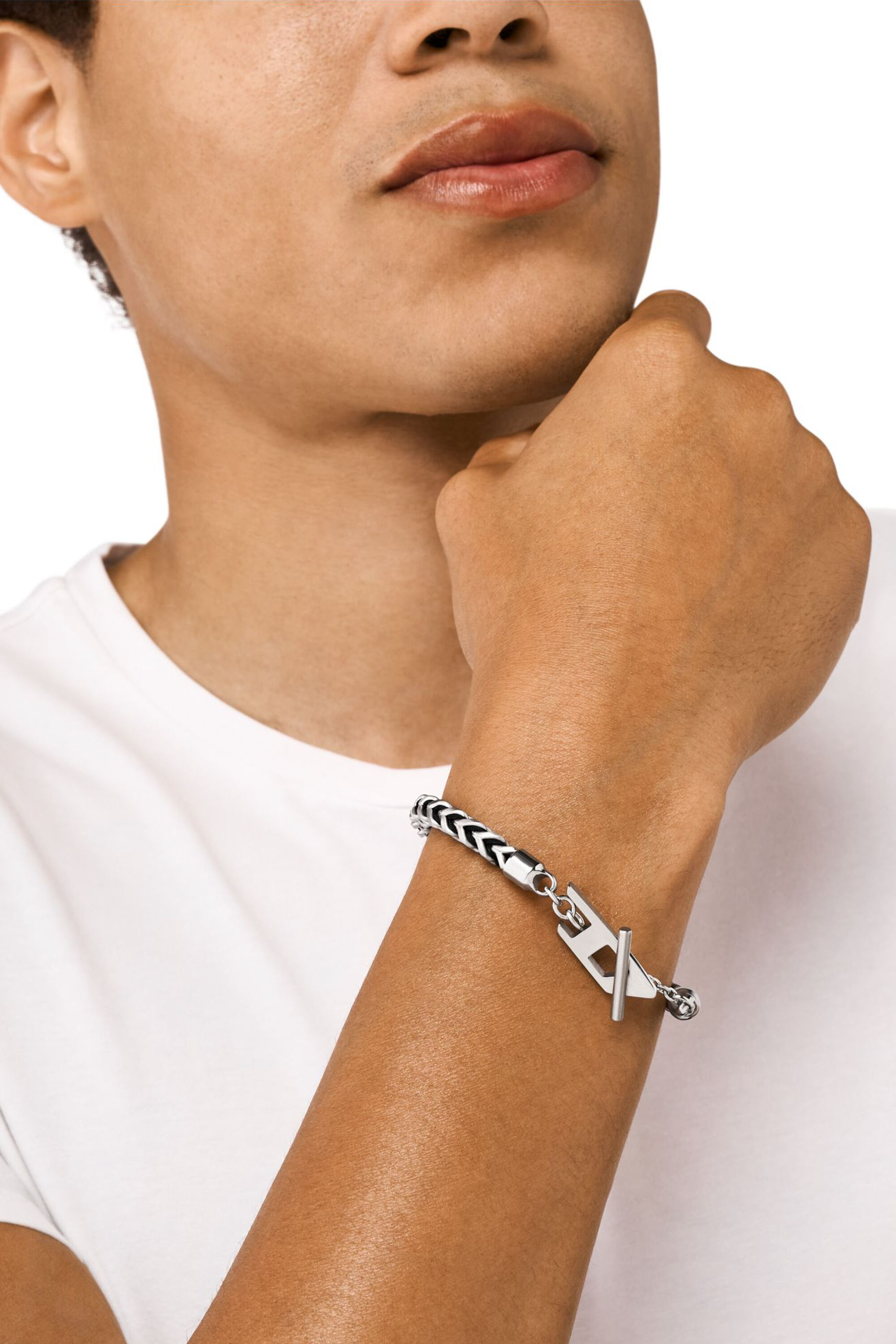 Women's Stainless Steel Woven Chain Bracelet | Silver | Diesel