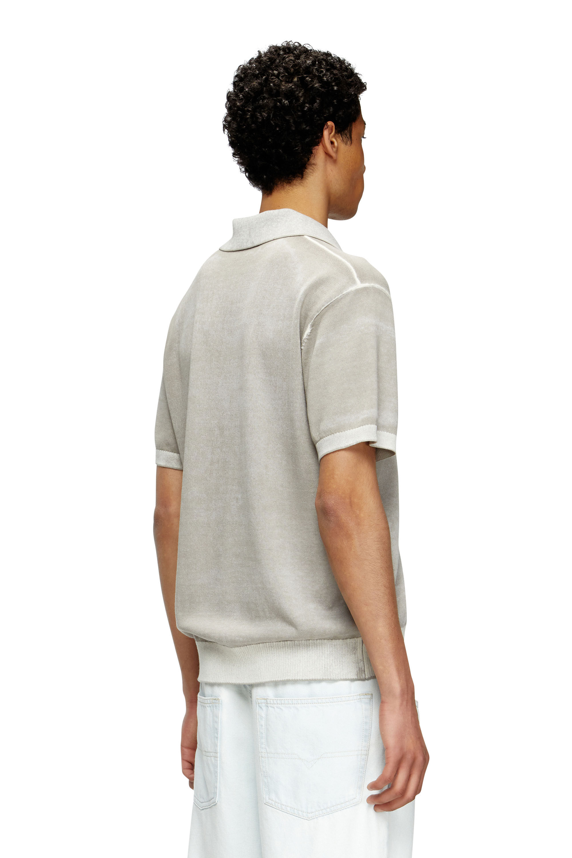 Diesel - K-LORENZO-SS, Man's Reverse-print short-sleeve polo jumper in Grey - 5