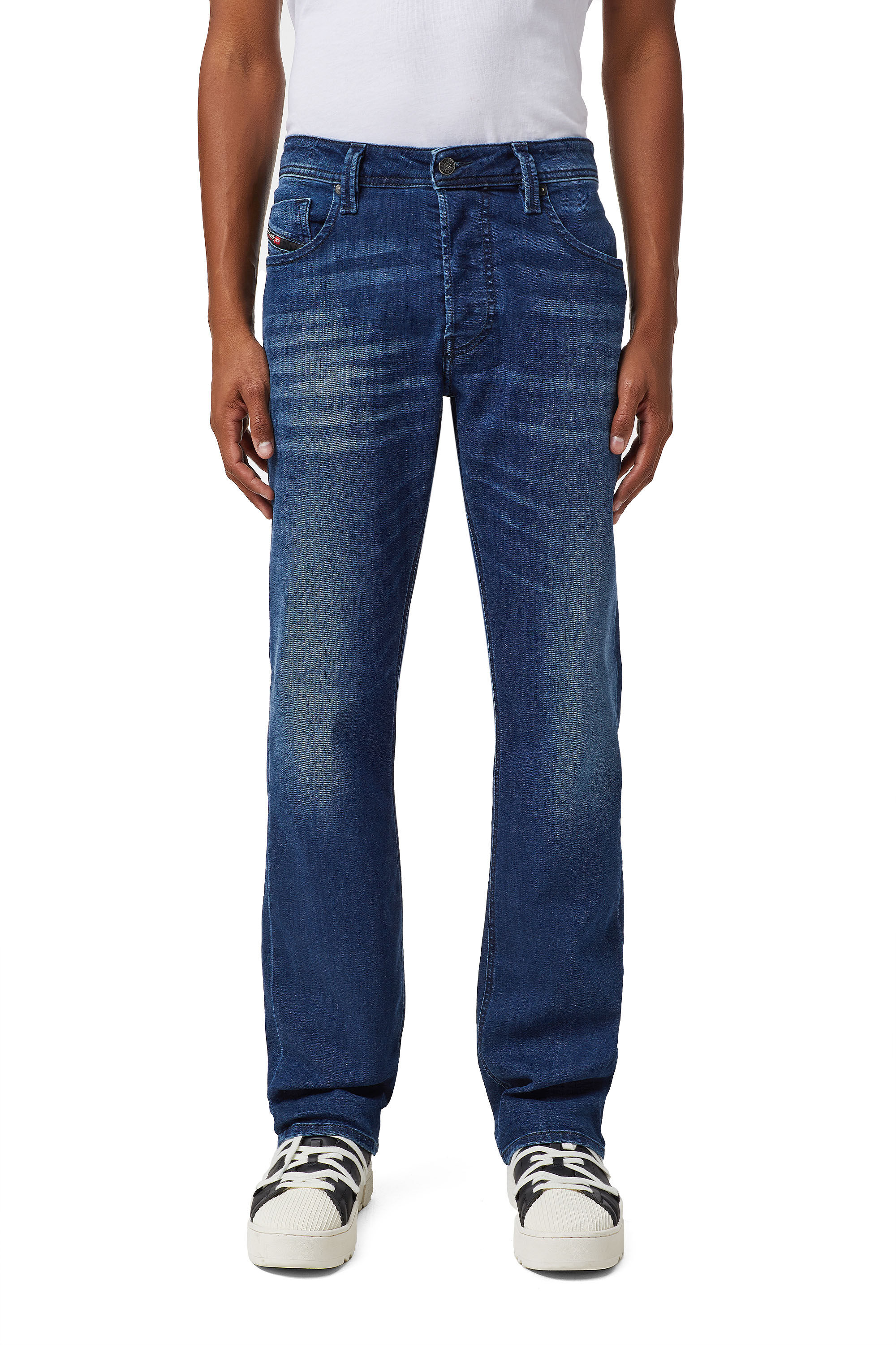 Larkee Straight Jeans 069SF: Dark Blue Treated, Stretch
