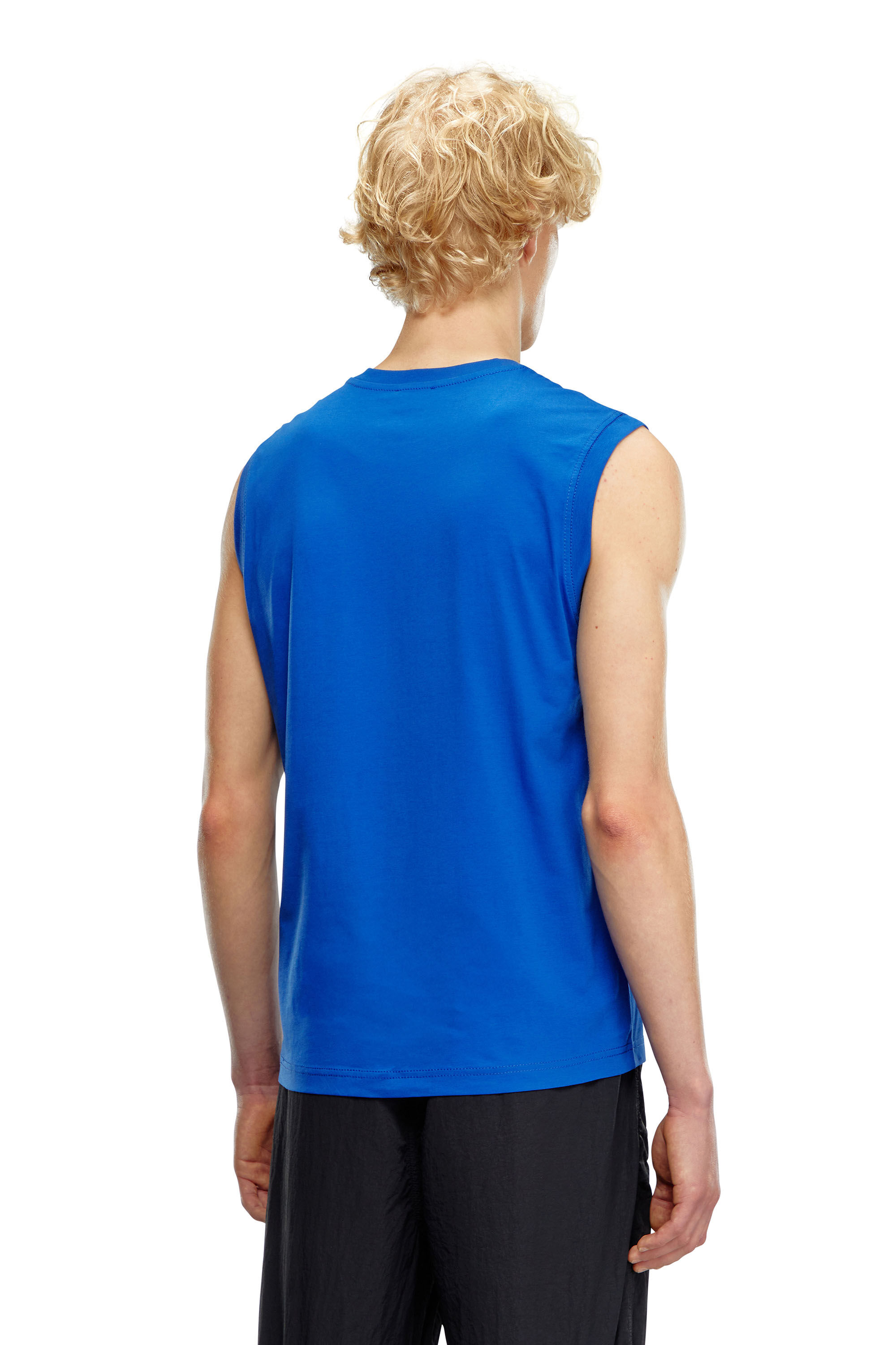 Men's Tank top with chest logo print | Blue | Diesel