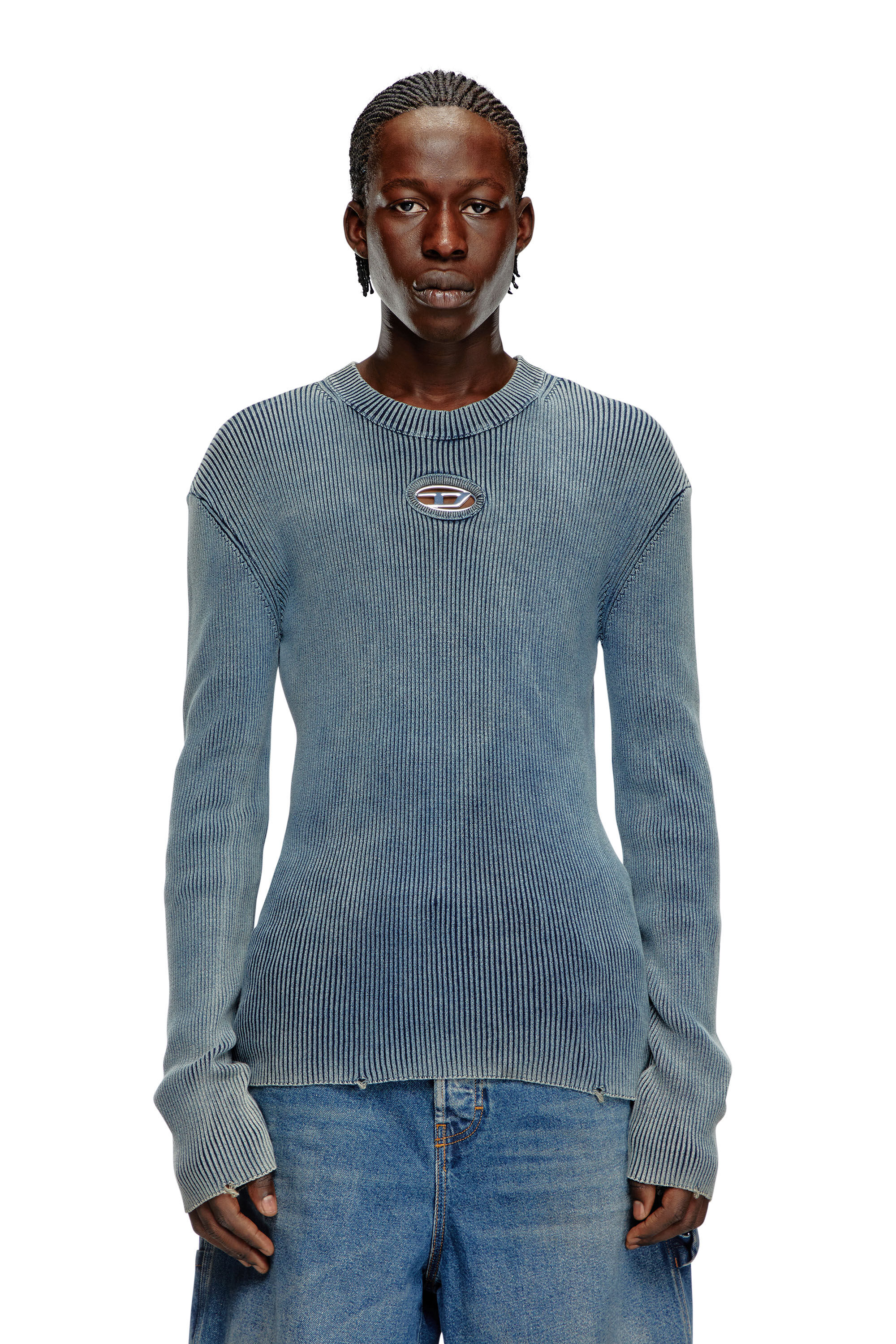 Men's Cut-out jumper with Oval D | Blue | Diesel