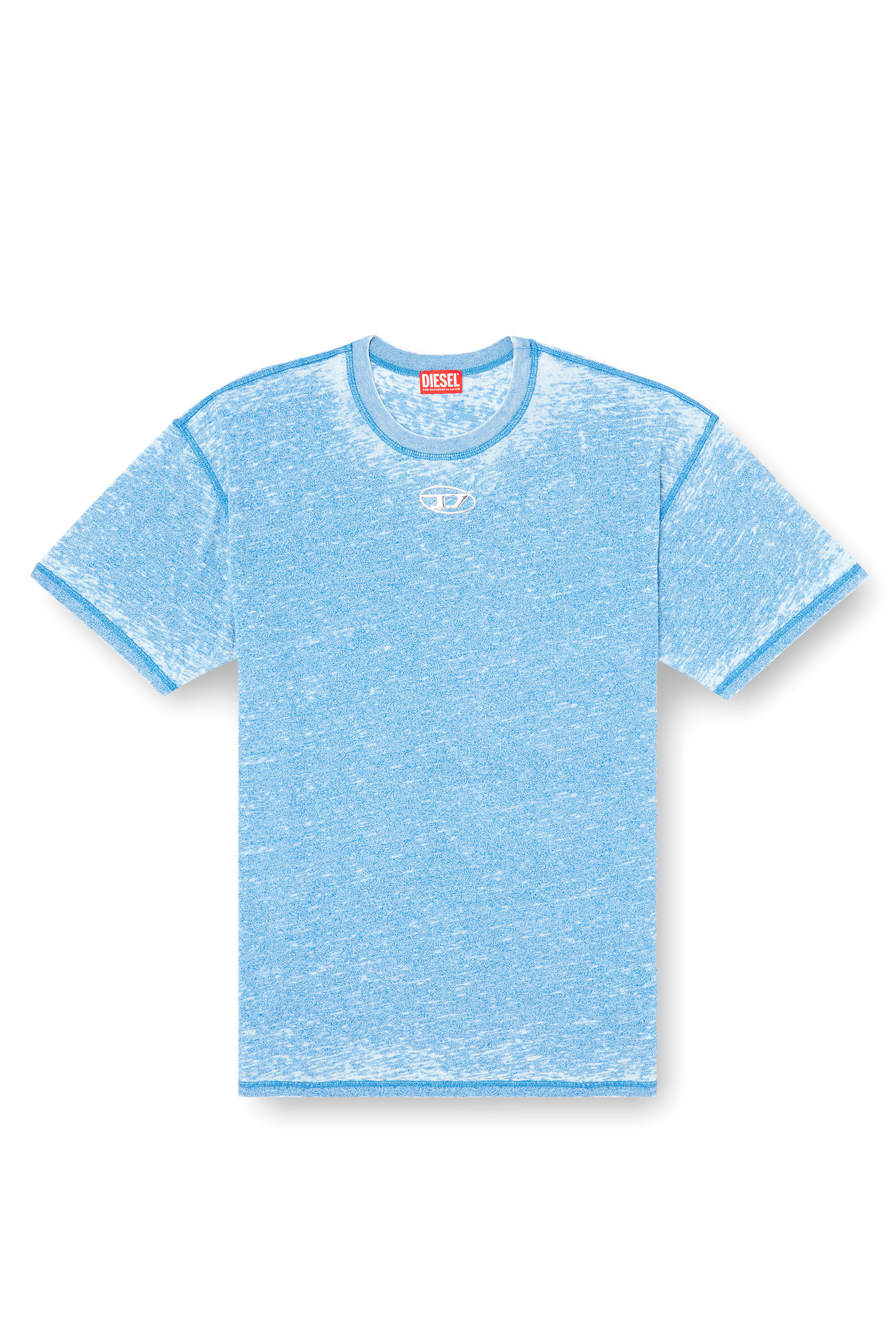 Men's Burnout T-shirt with metal-look logo | Blue | Diesel
