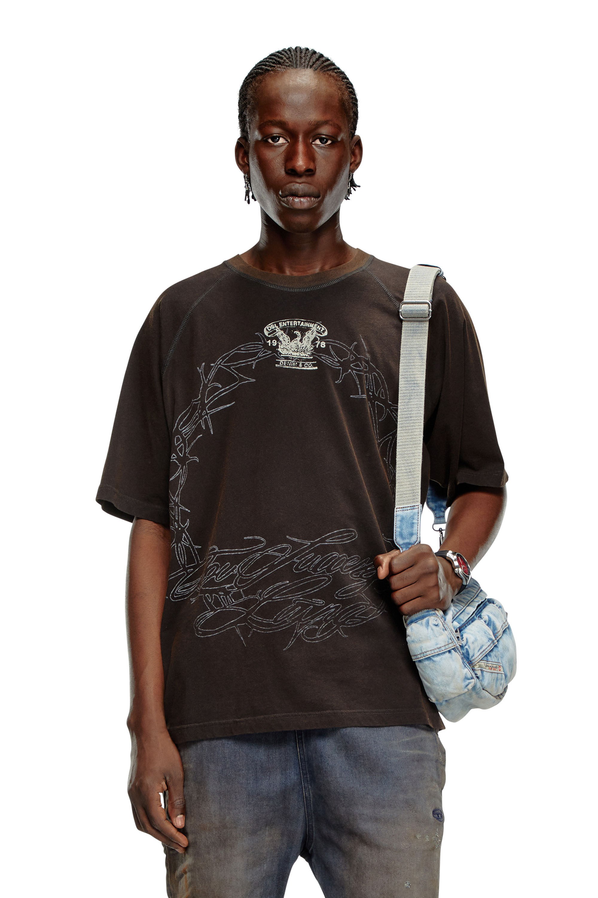 Men's T-shirt with inside-out print | Black | Diesel Men's T-shirt with inside-out print | Black | Diesel