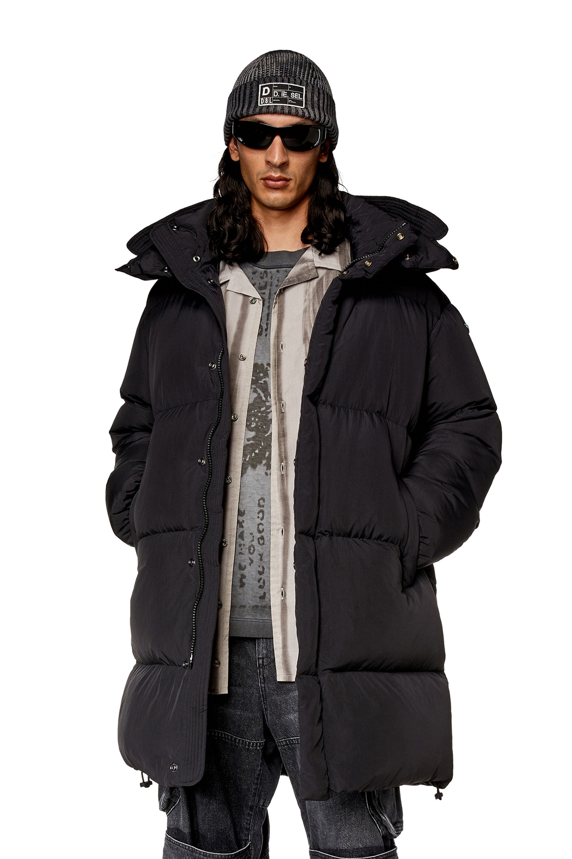 【後払い手数料無料】 coat Down Men's with Diesel | Black | treatment ViralOff® ジャケット・アウター