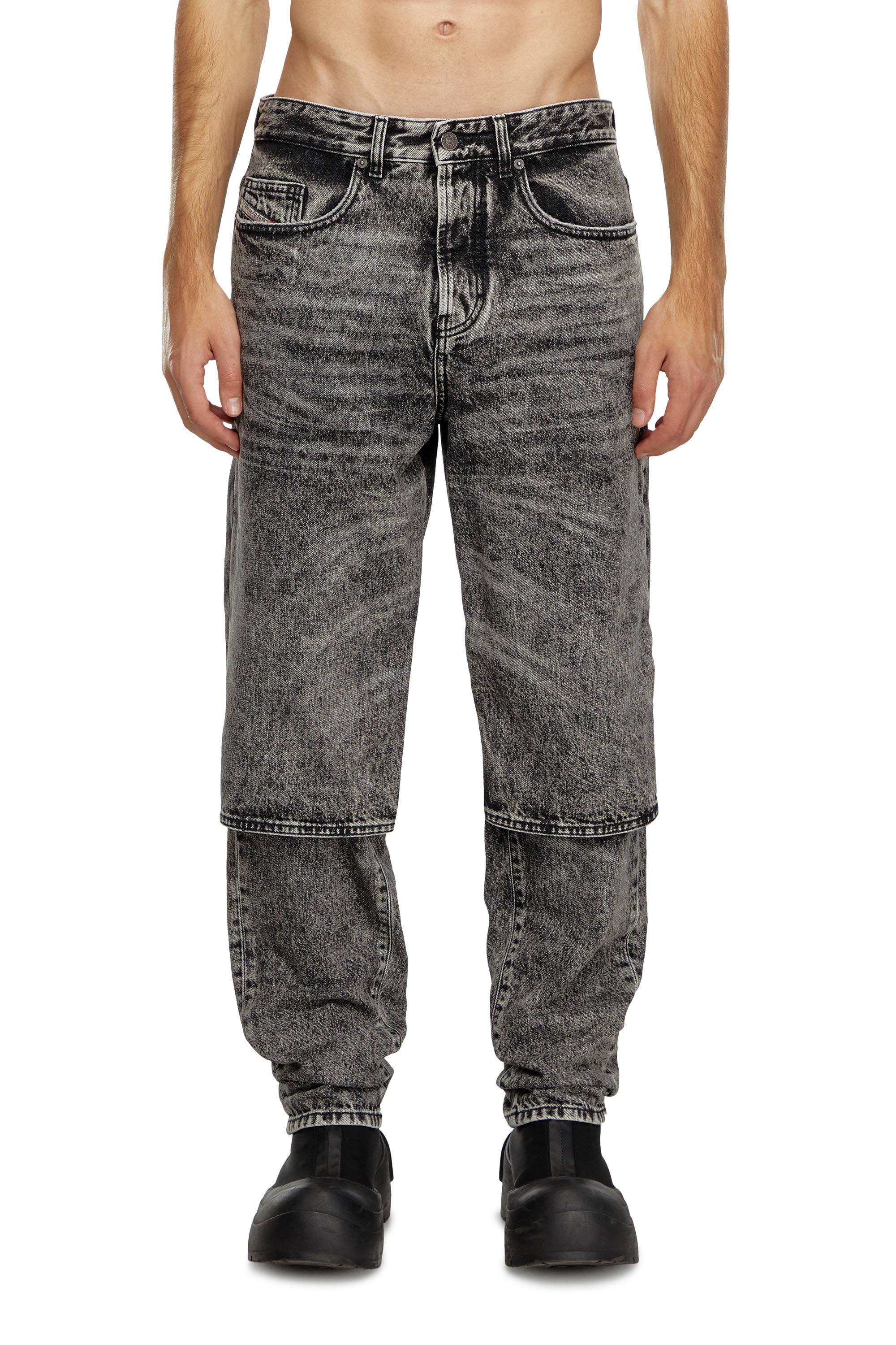 Diesel - Straight Jeans D-Malon 0CBDE Hombre, Negro/Gris oscuro - 3