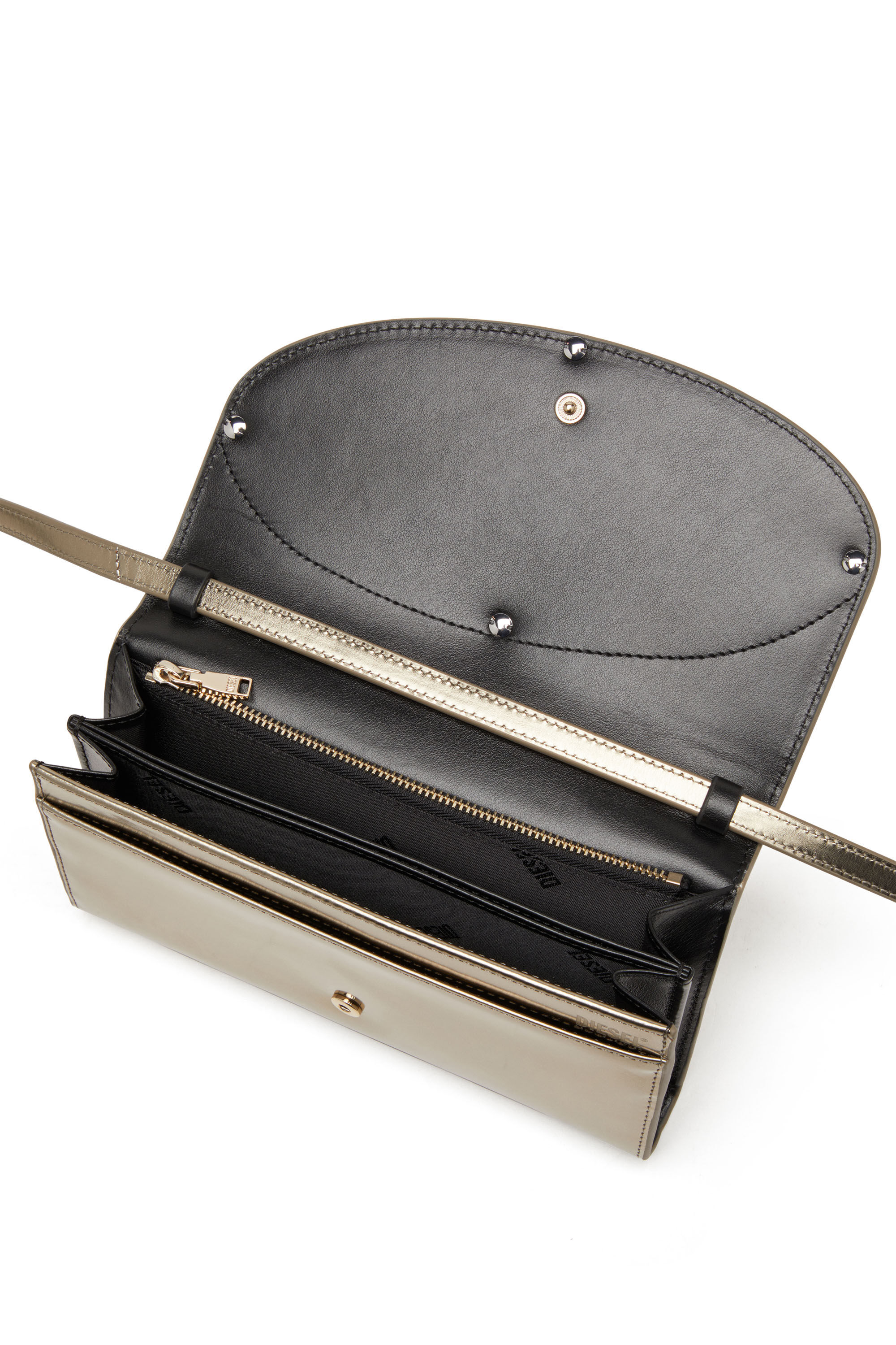 Diesel - 1DR WALLET STRAP, Woman Wallet bag in mirrored leather in Brown - Image 3