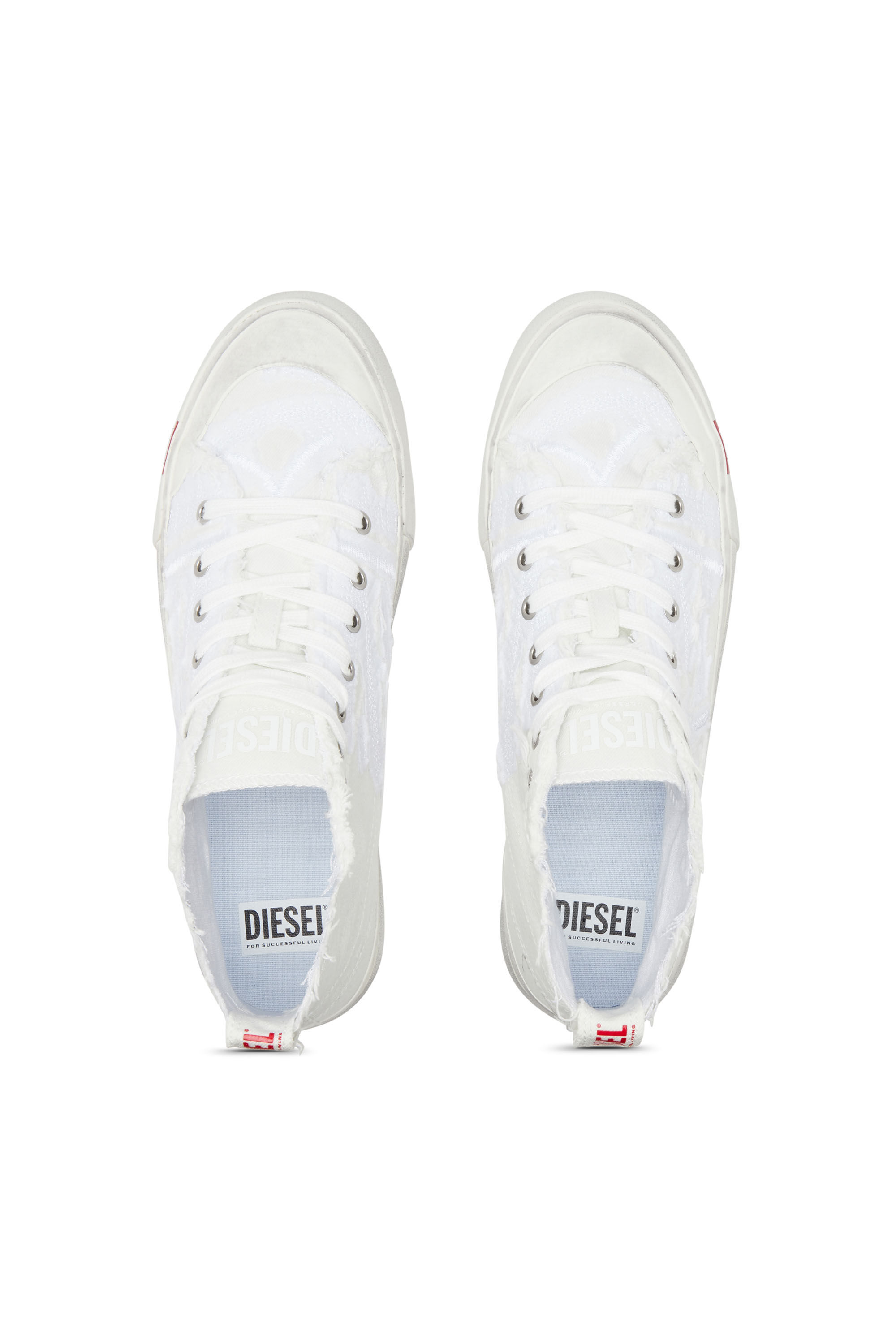 Men's S-Athos Mid-Destroyed gauze and denim high-top sneakers | White |  Diesel