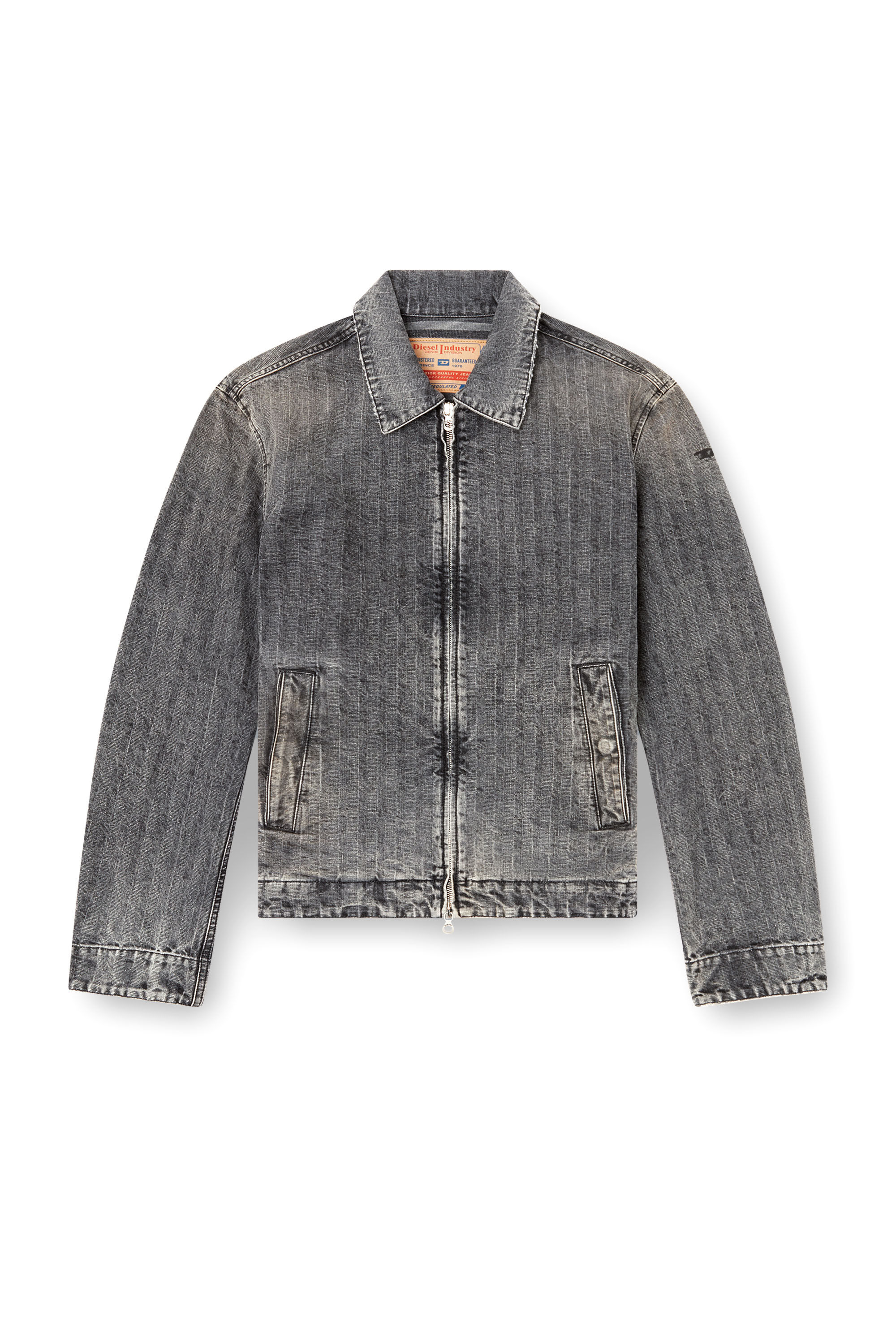 Diesel - D-ROHE, Chaqueta tipo blusón de denim en espiga Hombre in Negro - 2