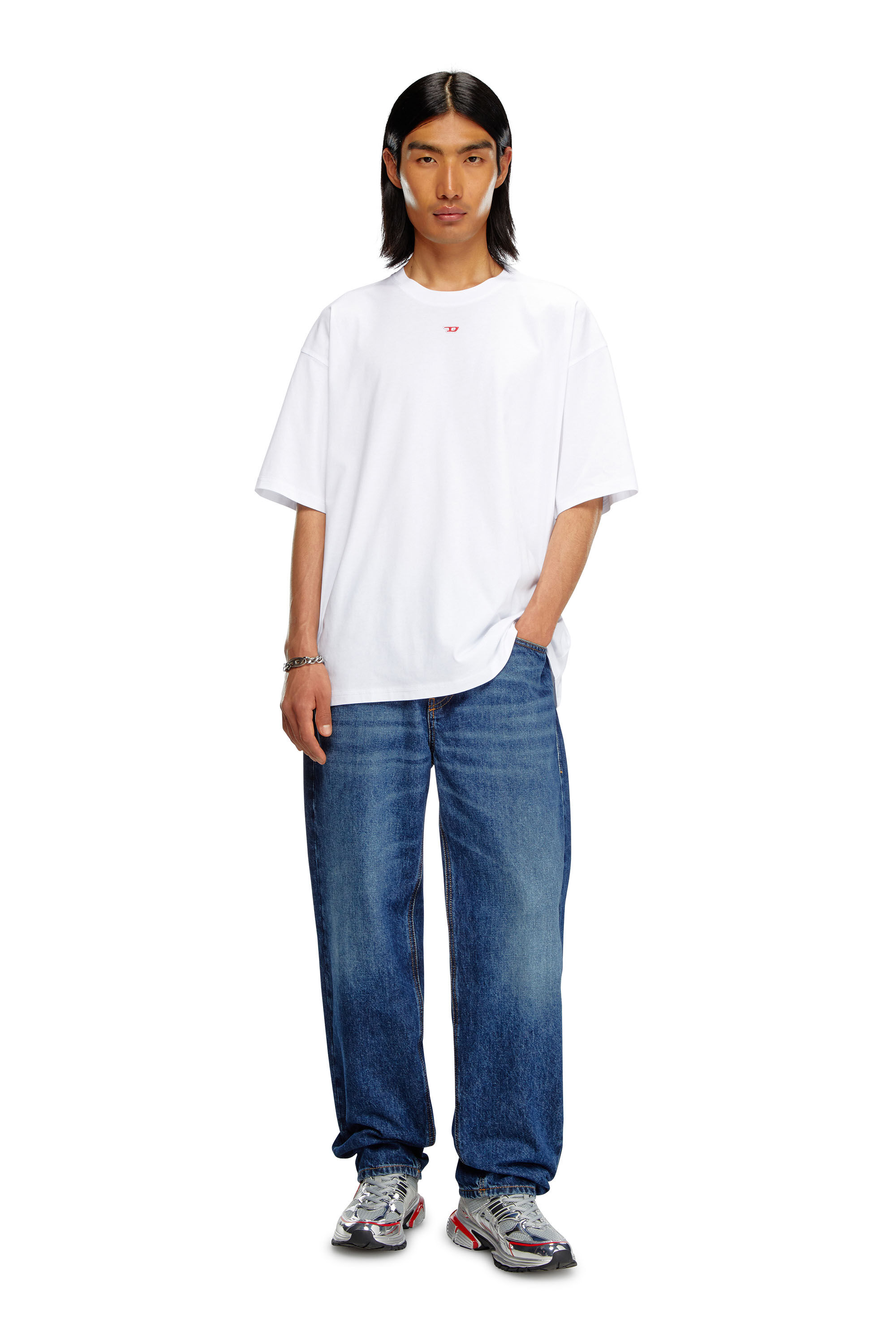 Women's T-shirt with embroidered D patch | White | Diesel