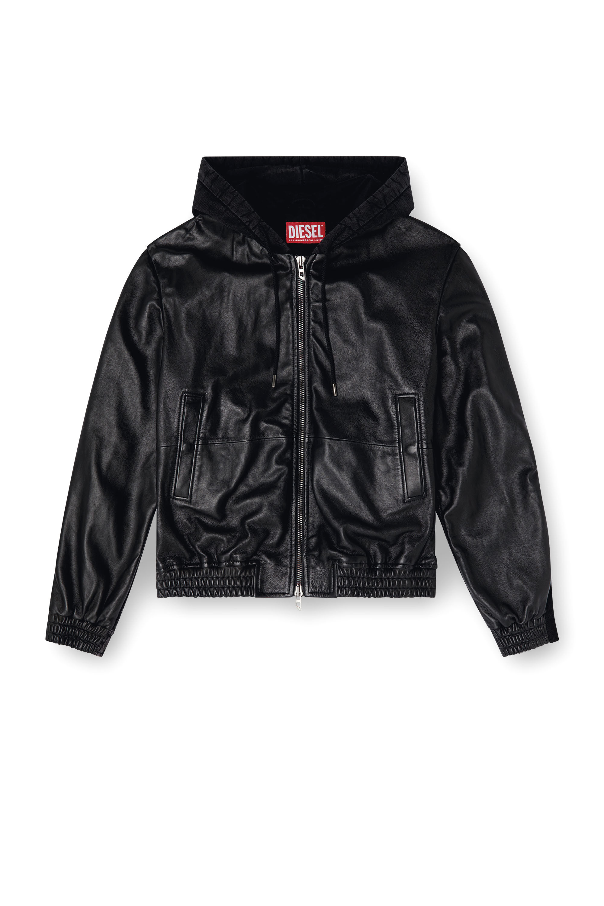 【海外輸入】 Men's Hooded Diesel | Black | denim and cotton leather, in jacket ジャケット・アウター
