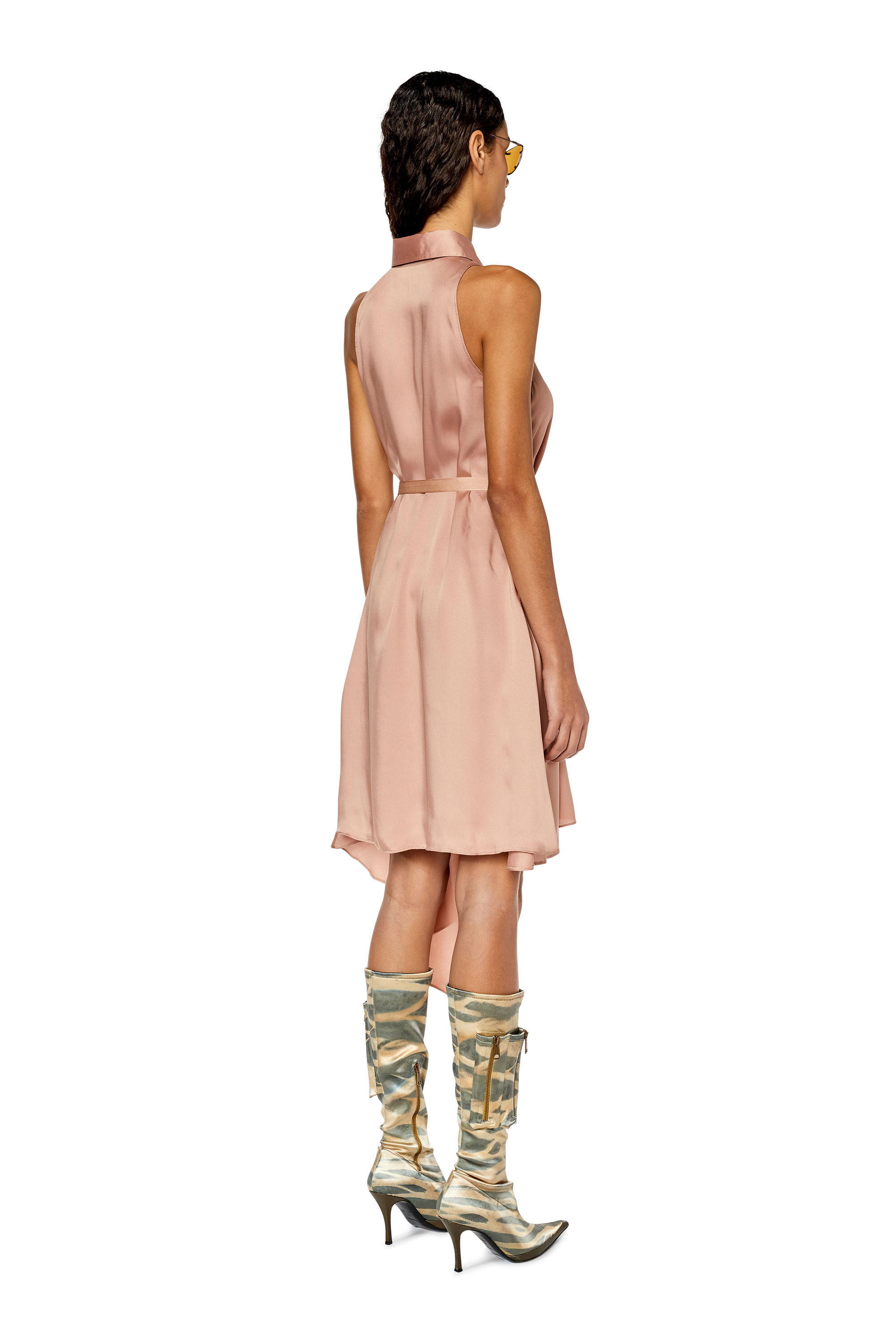 Diesel - D-TRISA, Vestido asimétrico con cinturón de cinta Mujer in Rosa - 3