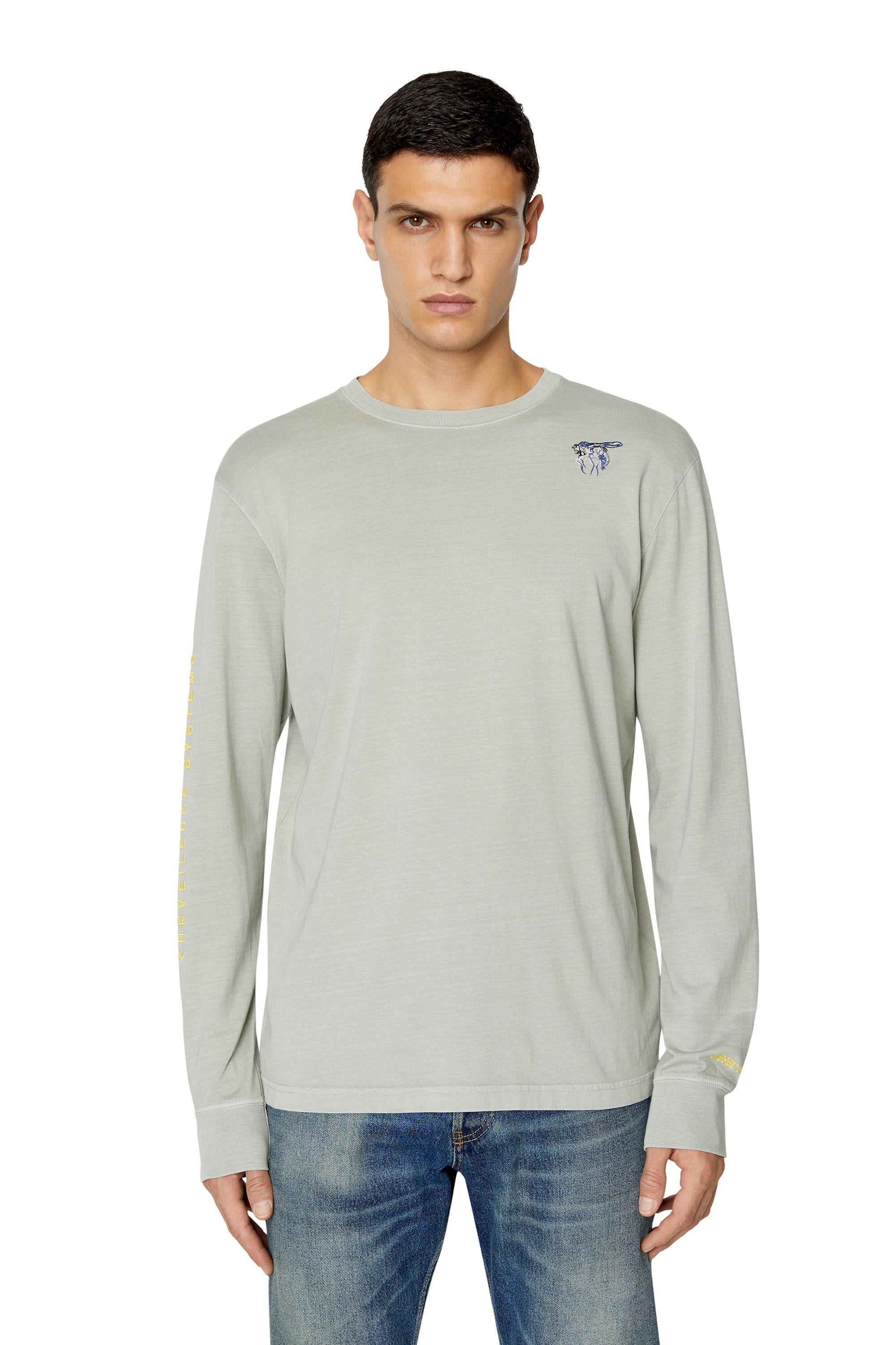 T-JUST-LS-E10 Man: Long-sleeve T-shirt with fly embroidery