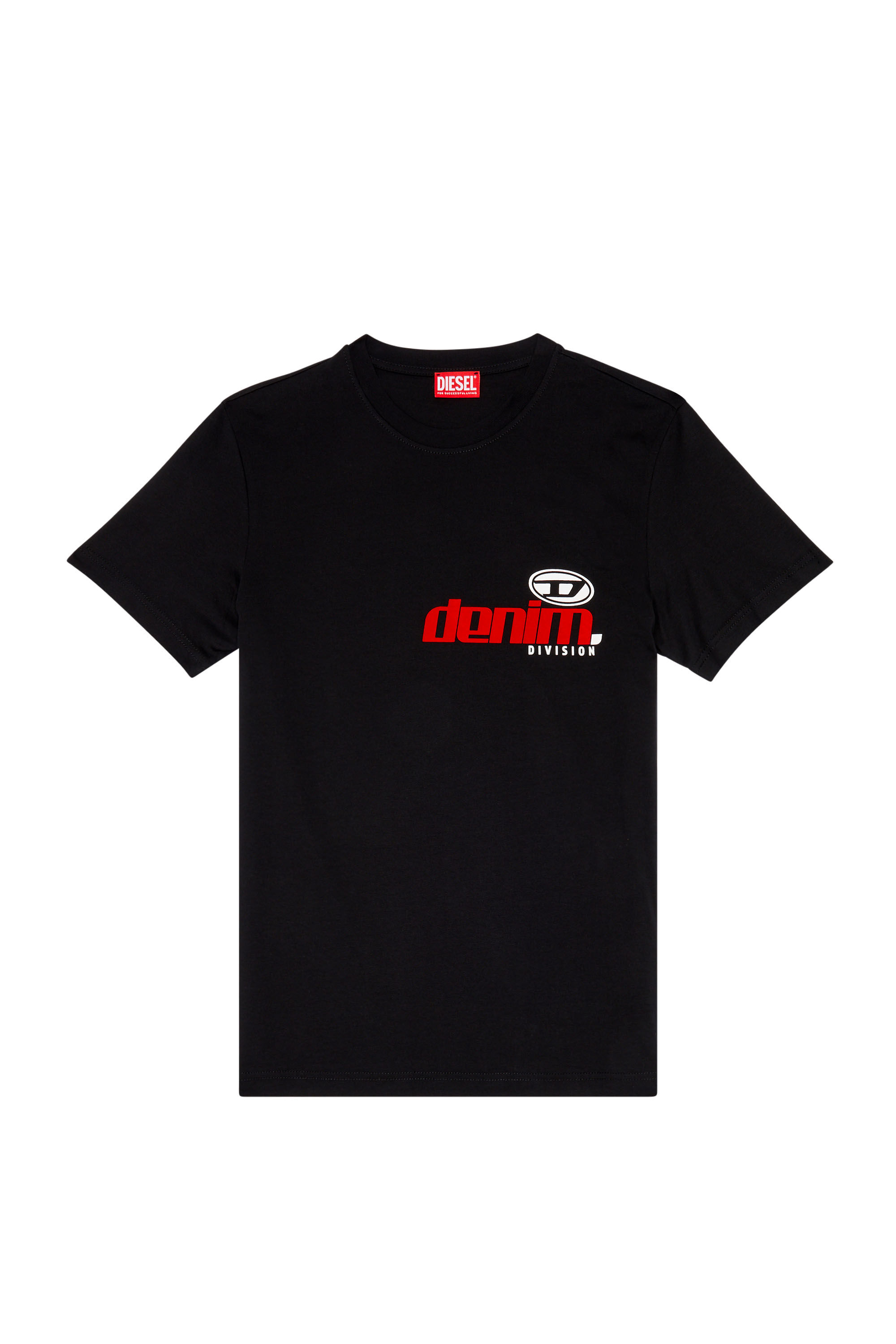 Diesel - T-DIEGOR-L14, Man's T-shirt with shiny and flocked print in Black - 2