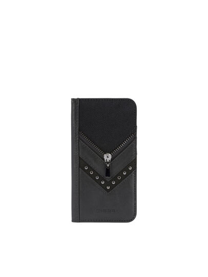 BLACK DENIM/STUD/ZIPPER IPHONE 8/7 FOLIO, Black Diesel - BLACK DENIM/STUD/ZIPPER IPHONE 8/7 FOLIO, Black - Flip covers - Image 2