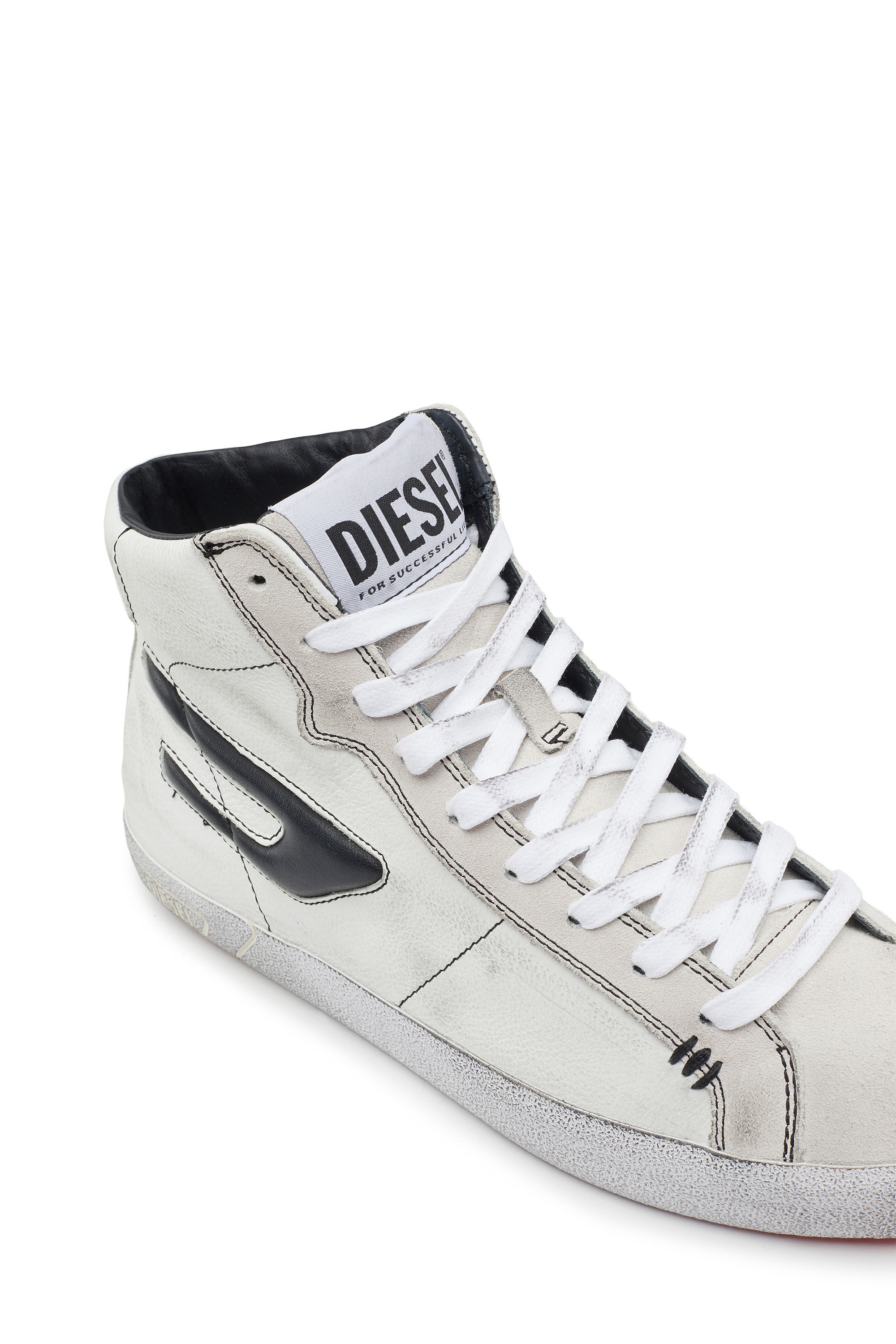 Women's High-top leather sneakers with D logo | Diesel