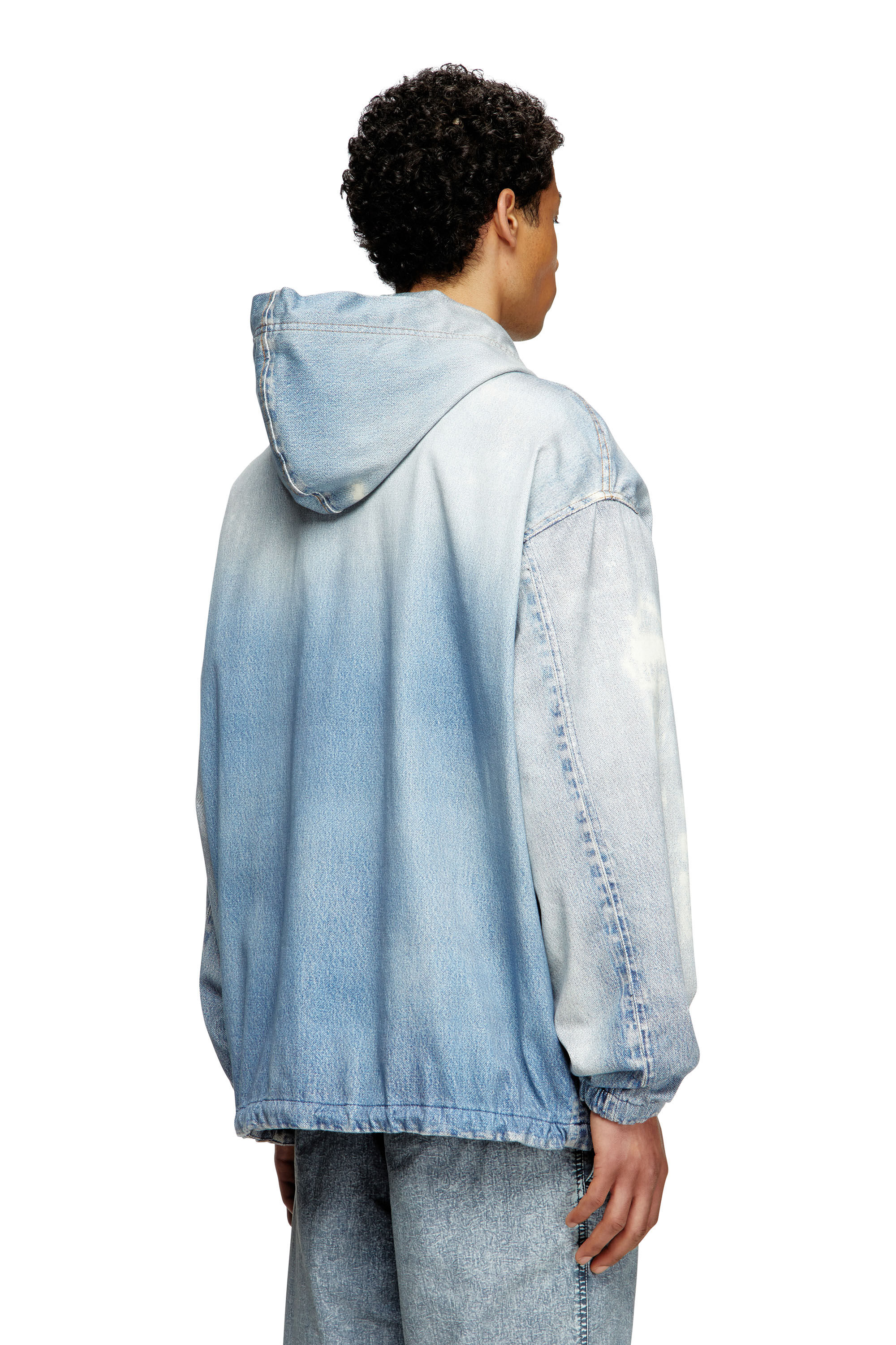 Diesel - D-WYNNY JOGG, Chaqueta con capucha de JoggJeans estampado con efecto desteñido Hombre in Azul marino - 4