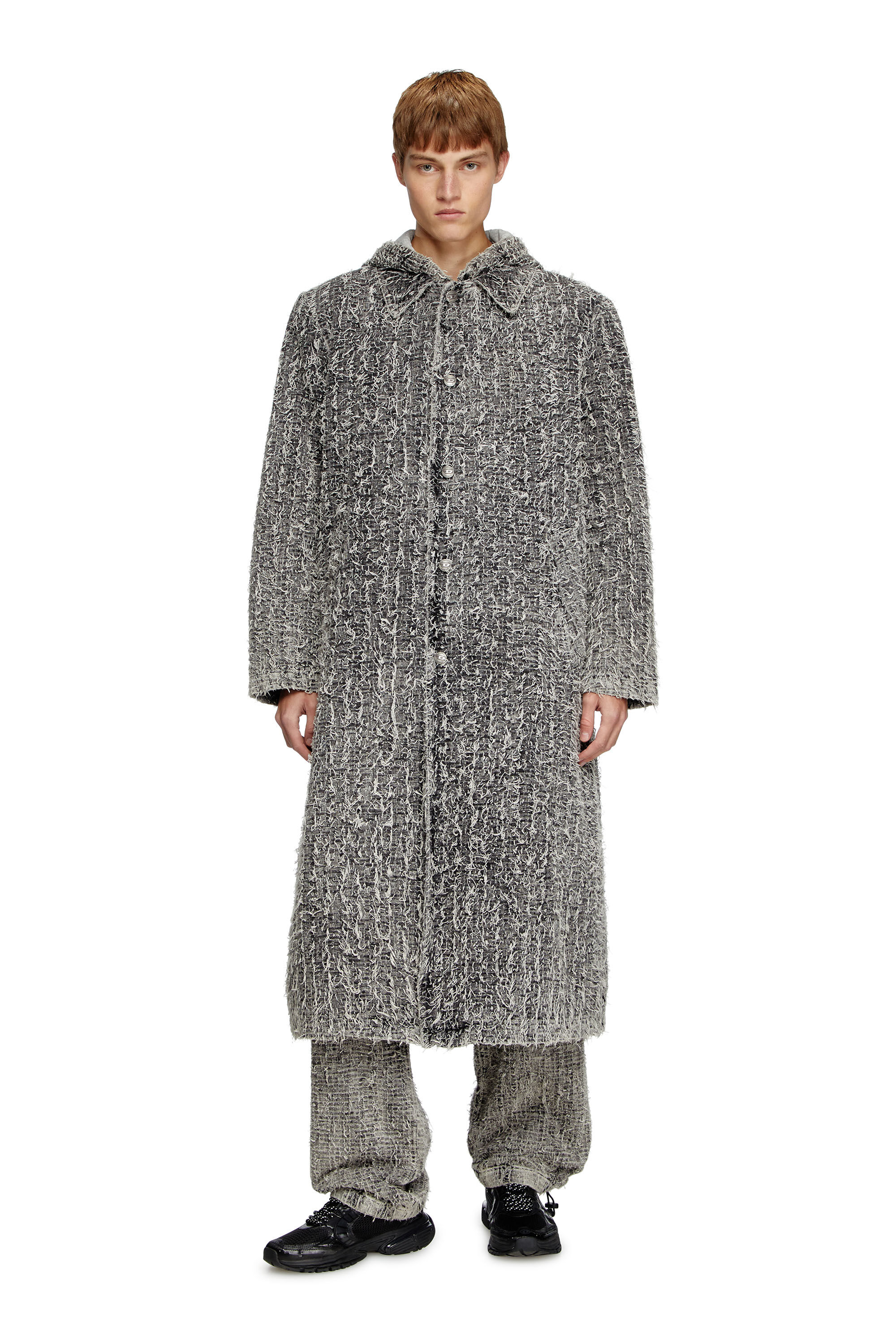 【保存版】 Women's Hooded coat in bouclé denim | Black | Diesel ジャケット・アウター