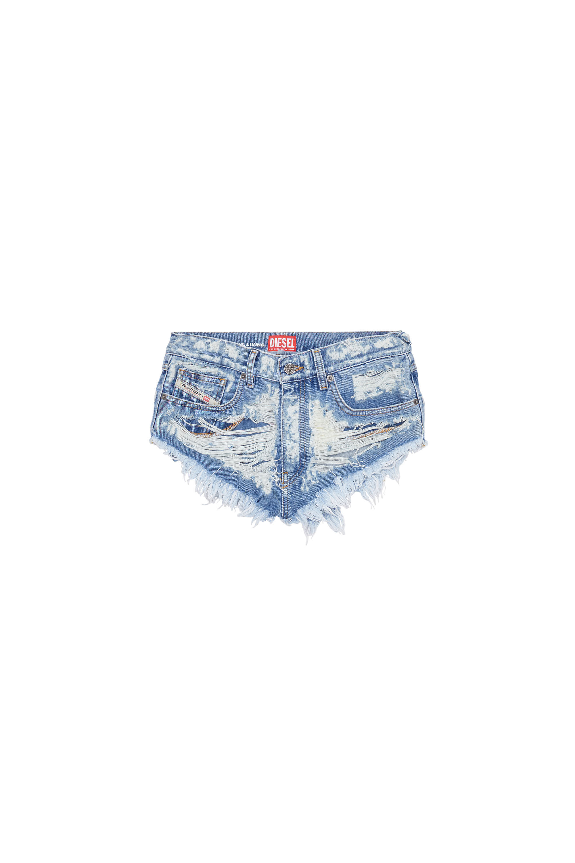 DE-NALUR Woman: Layered destroyed denim hot pants | Diesel