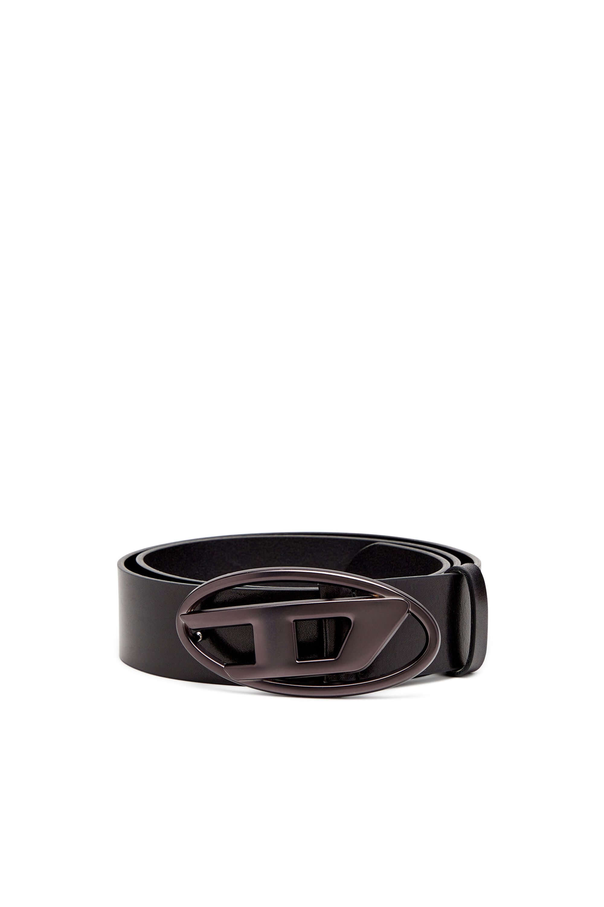 Women's Leather belt with metallic Oval D buckle | Black Women's Leather belt with metallic Oval D buckle | Black